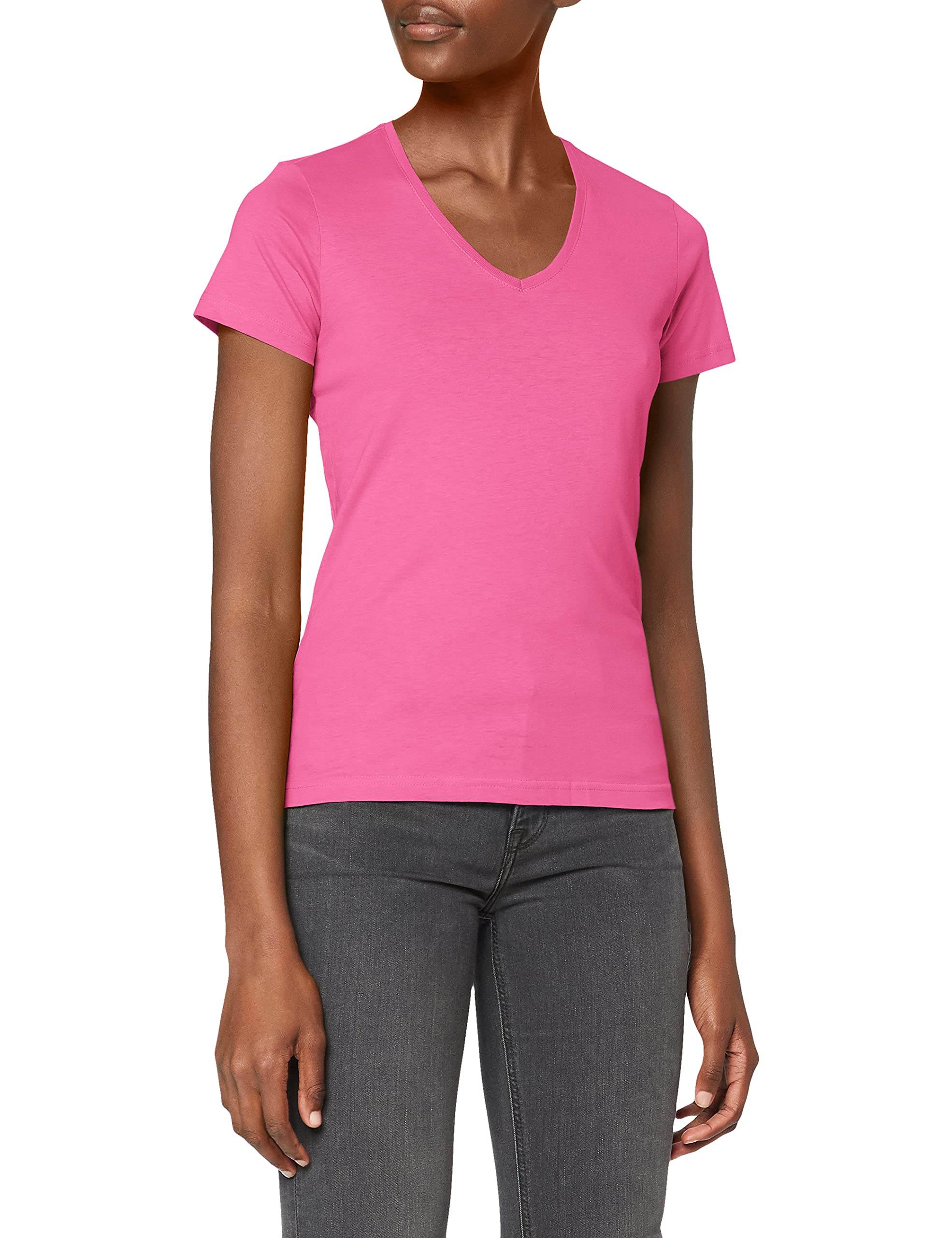 Stedman Apparel Women's Classic-T V-Neck/ST2700 Regular Fit Short Sleeve T-Shirt, Sweet Pink, Size 14 (Manufacturer Size:Large)