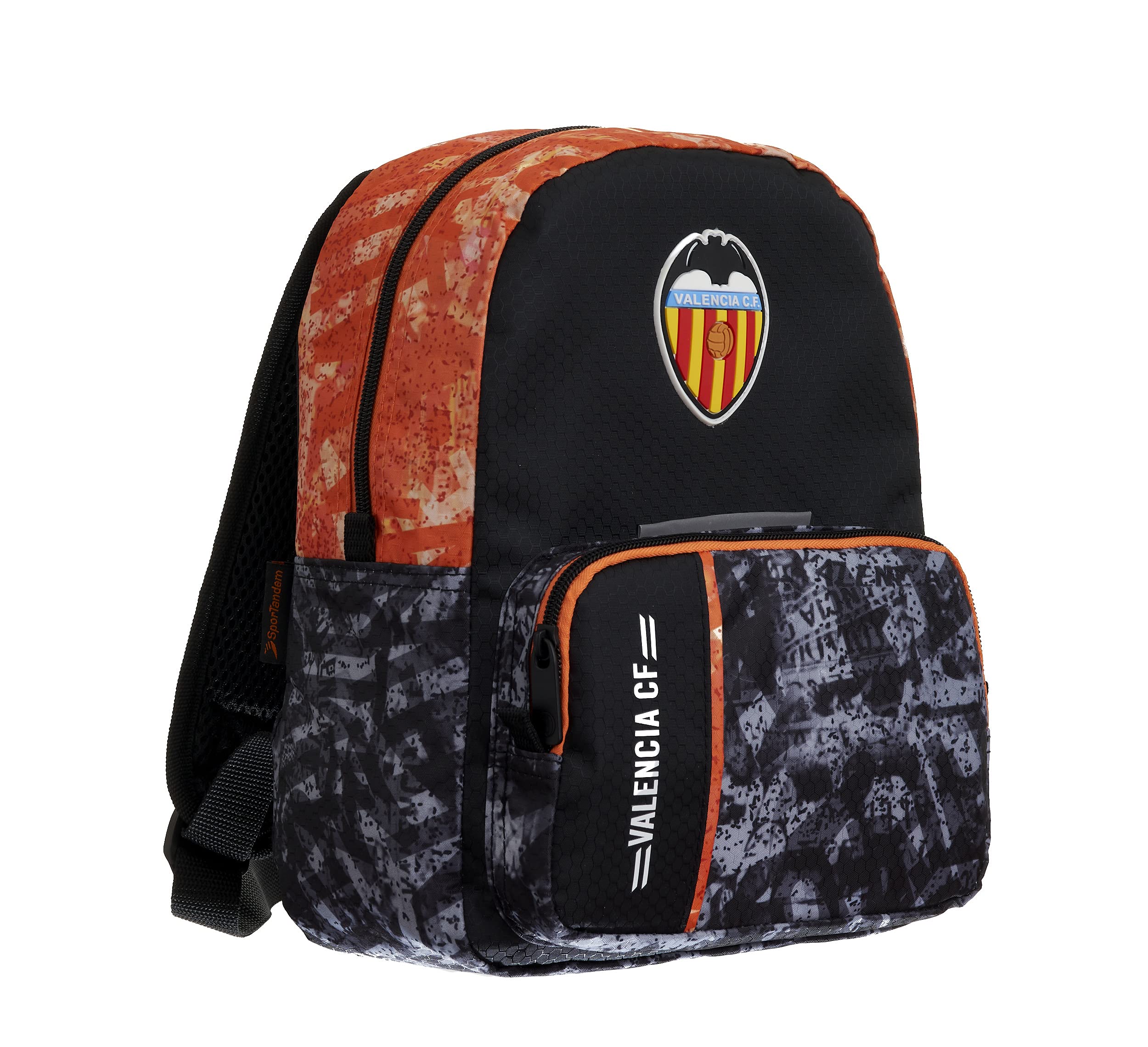 OFITURIA Valencia CF Mochila Escolar Infantil Dos Compartimentos Doble Cremallera – Medidas 28x22x14 cm Color Negro