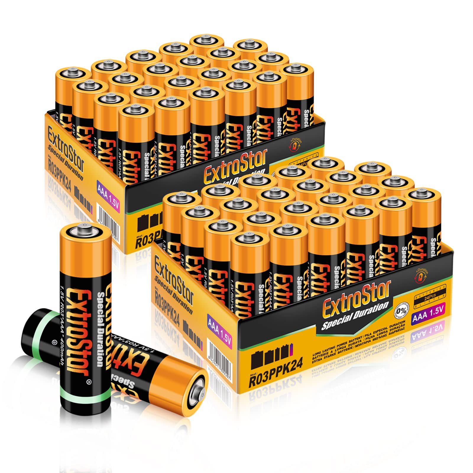 EXTRASTAR Pile Mini Stilo AAA Performance, pile aaa, batterie aaa, confezione da 48