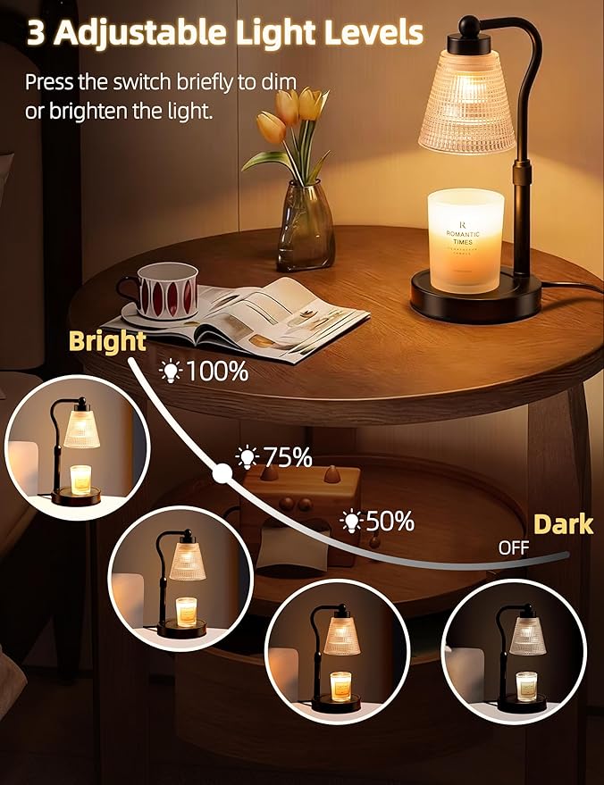 Lámpara Calentadora de Velas de Tarro, Ajustable y Dimerizable con Temporizador miniatura 4