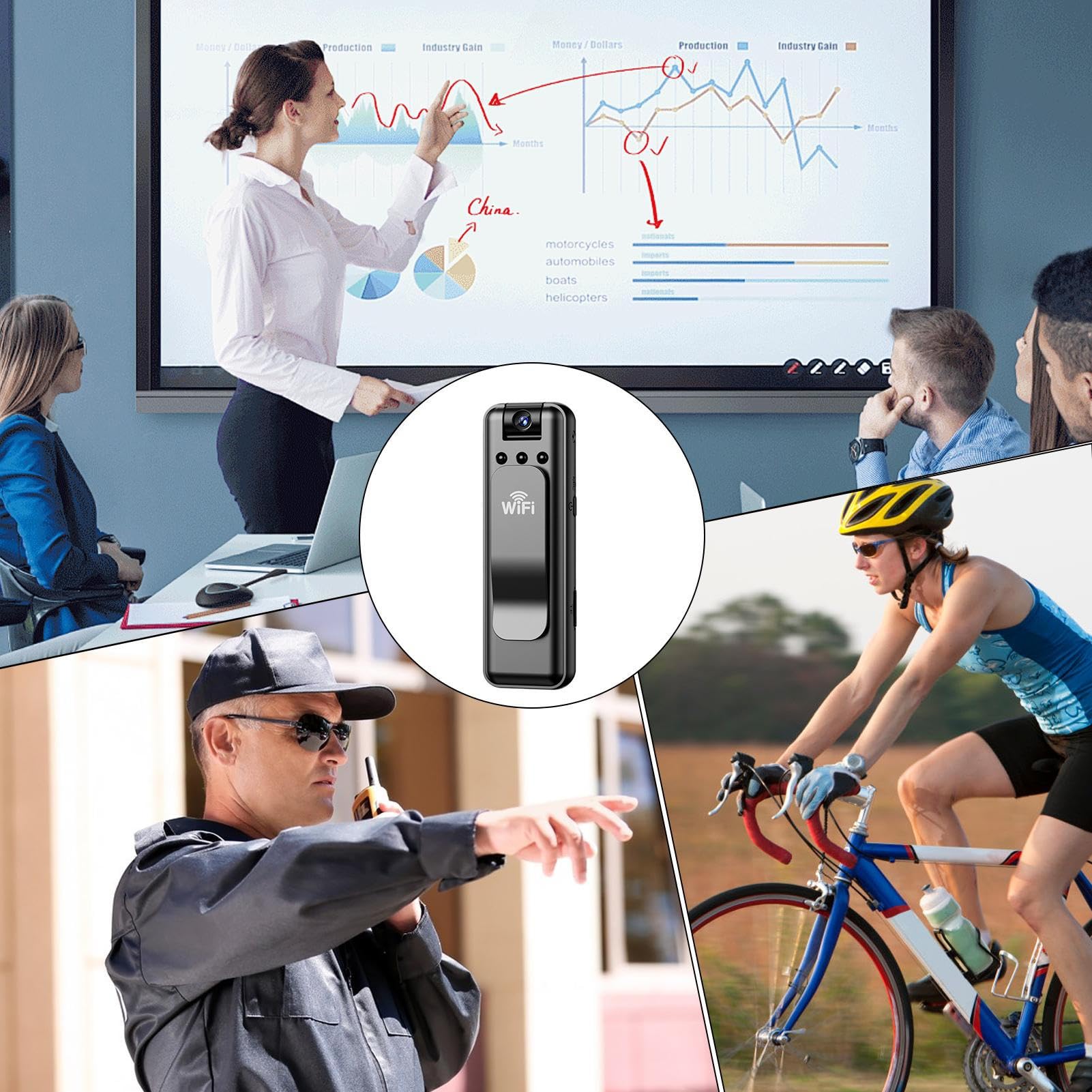 Cámara corporal personal, cámara de acción portátil, videocámara compacta con clip, grabadora de video portátil, ideal para exteriores, viajes, ciclismo, seguridad, hombres, mujeres y uso civil