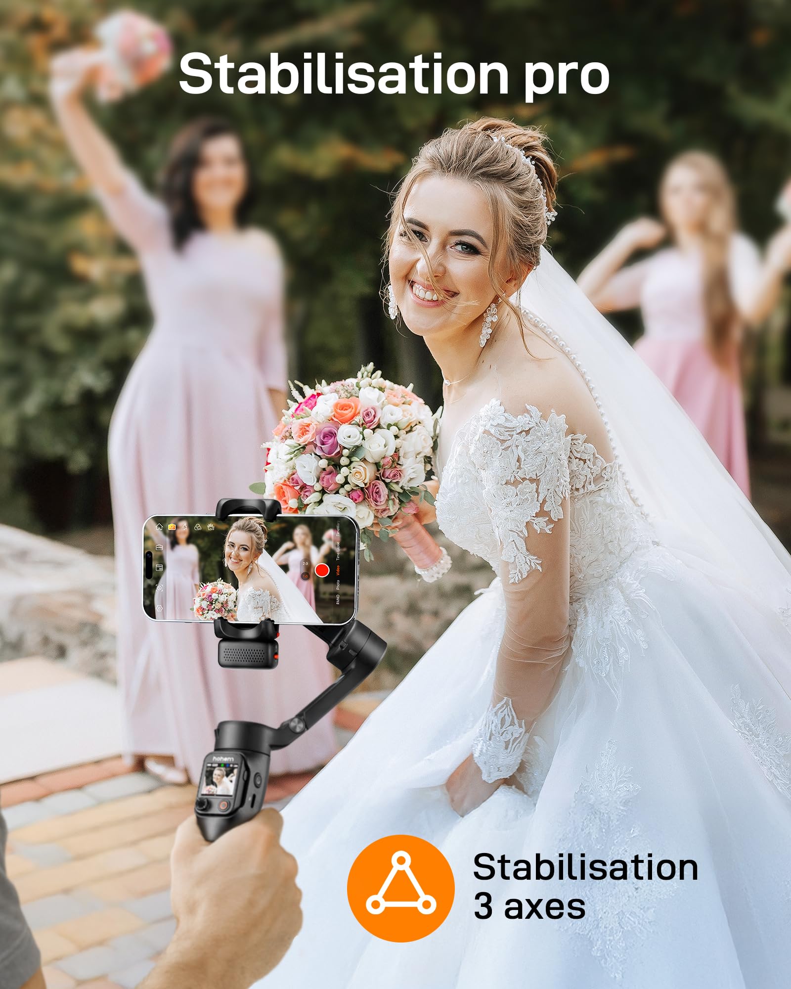 hohem Stabilisateur pour Smartphone iSteady V3 Ultra, Gimbal avec Suivi à 360°, Suivi IA Multimodal, Écran Tactile de 1,22 Pouce, Stabilisateur iSteady 9.0 pour Vlogs TikTok Youtube