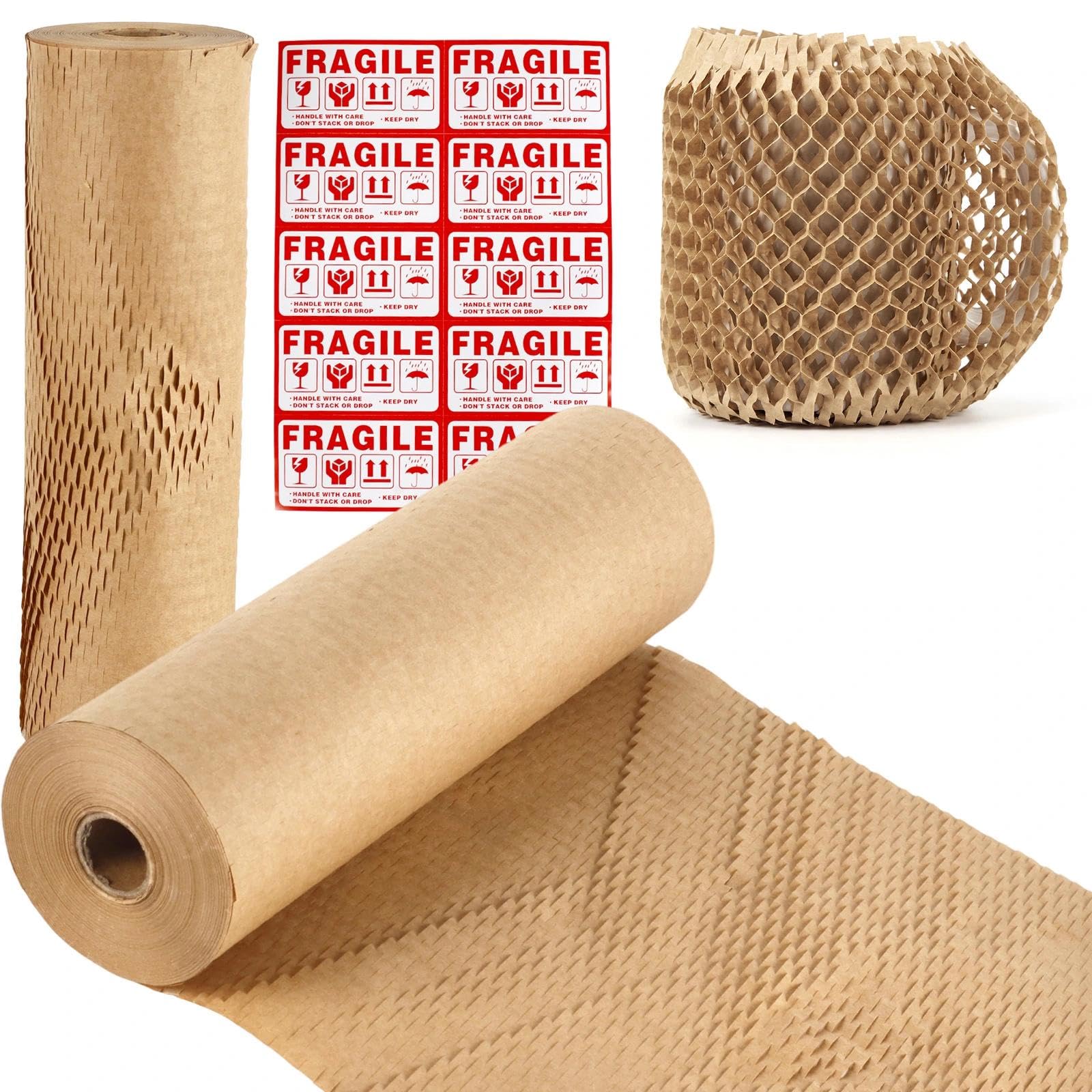 Papier d'emballage en nid d'abeille 30cm x 50m Rouleaux de Calage Recyclés pour Protection Objets Fragiles