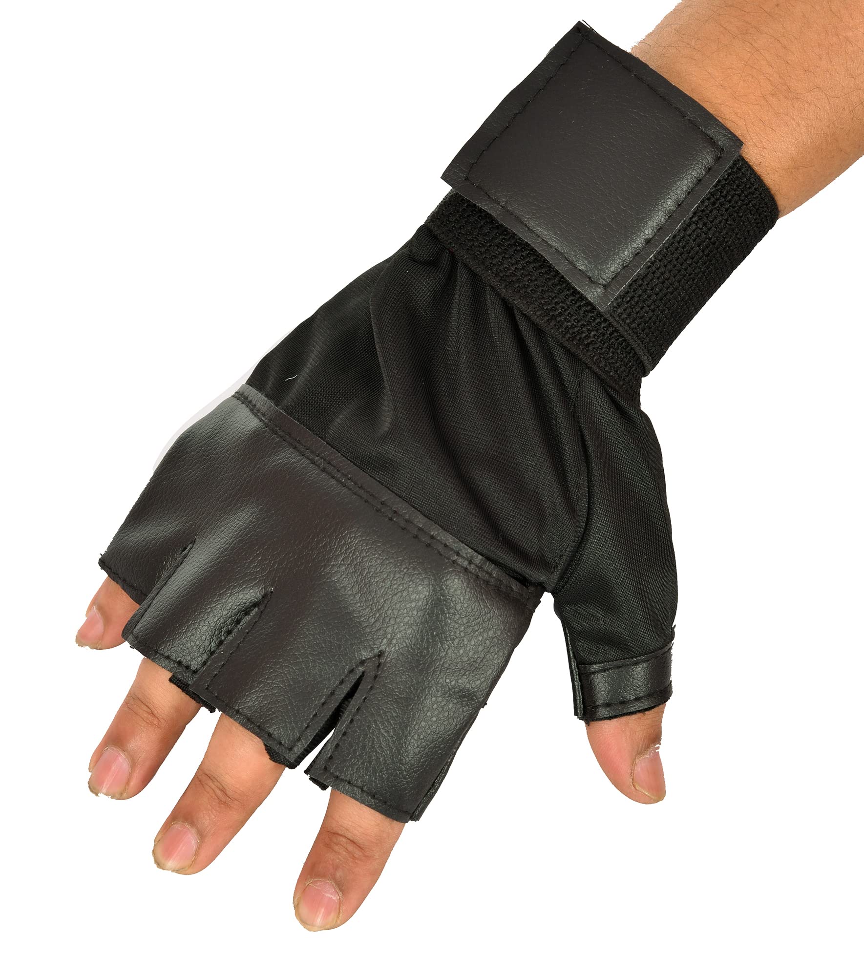 Striter Black Leather Support Gym and Fitness Workout Gloves for Unisex