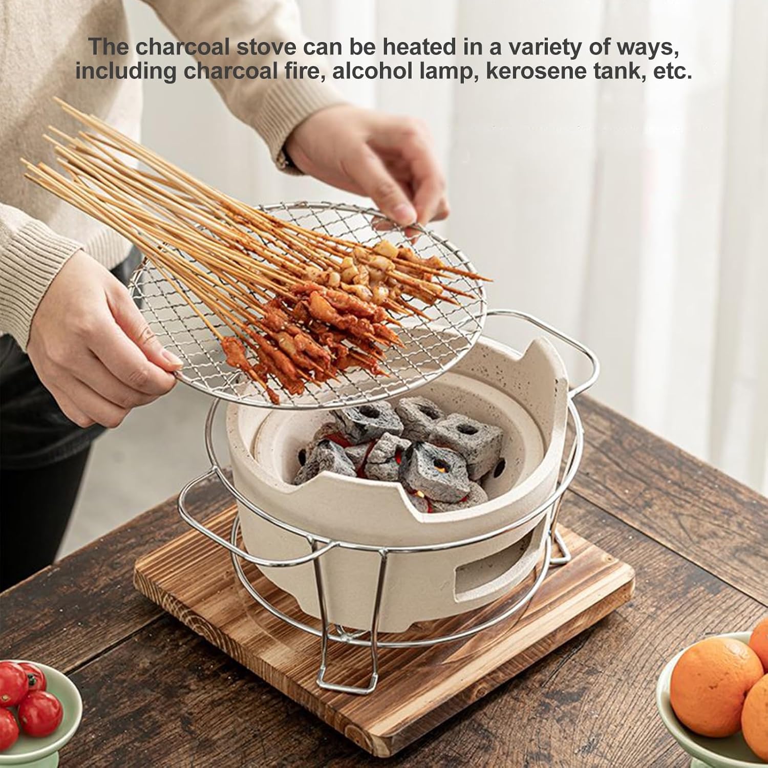 Small Charcoal Grill Camping Stove Multifunctional BBQ Grill Portable Barbecue Stove Chinese Clay Tea Stove for Outside ()