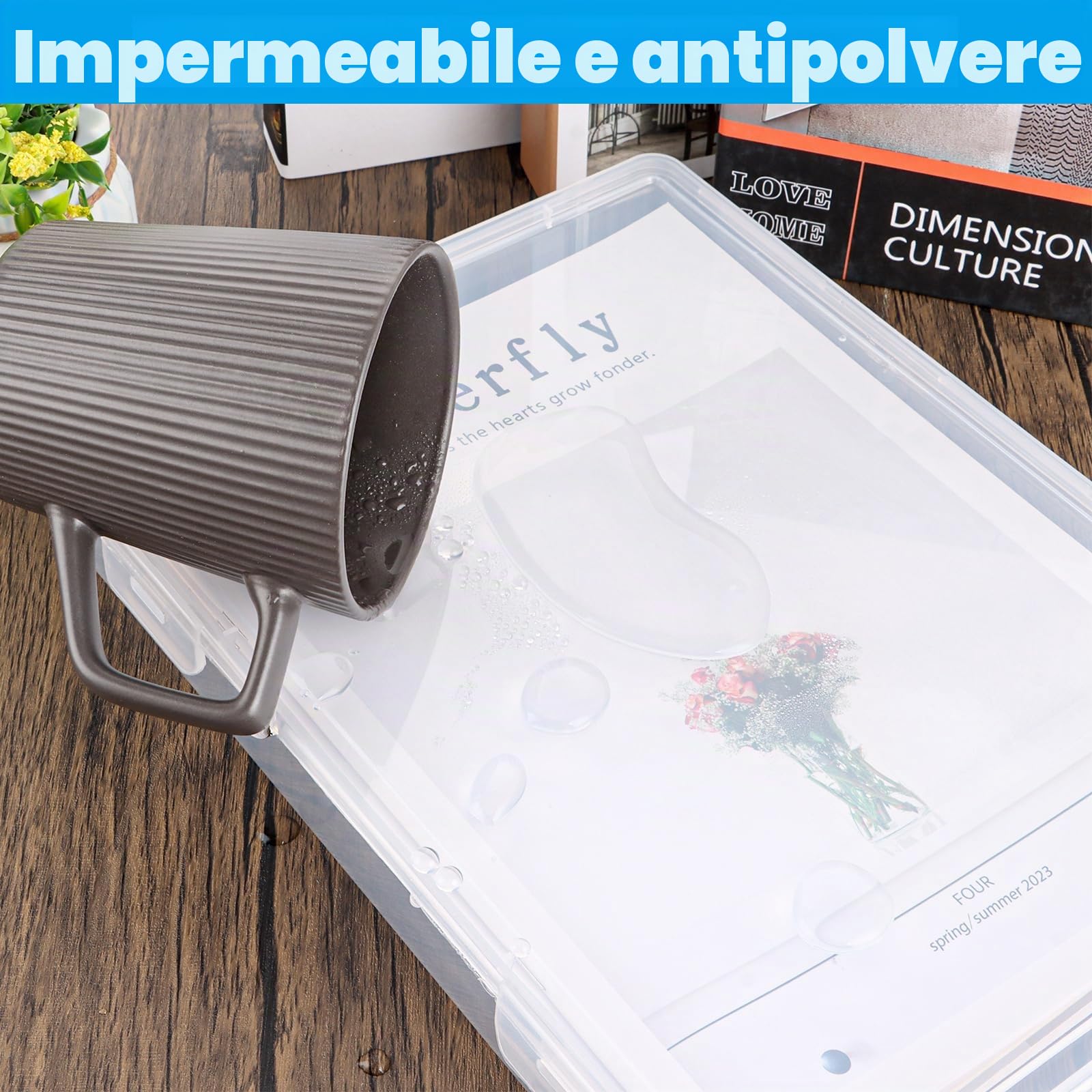 6 scatole portadocumenti formato A4, trasparenti, in plastica, impilabili, multiuso, per ufficio, documenti, lettere, album da collezione, 6 pezzi