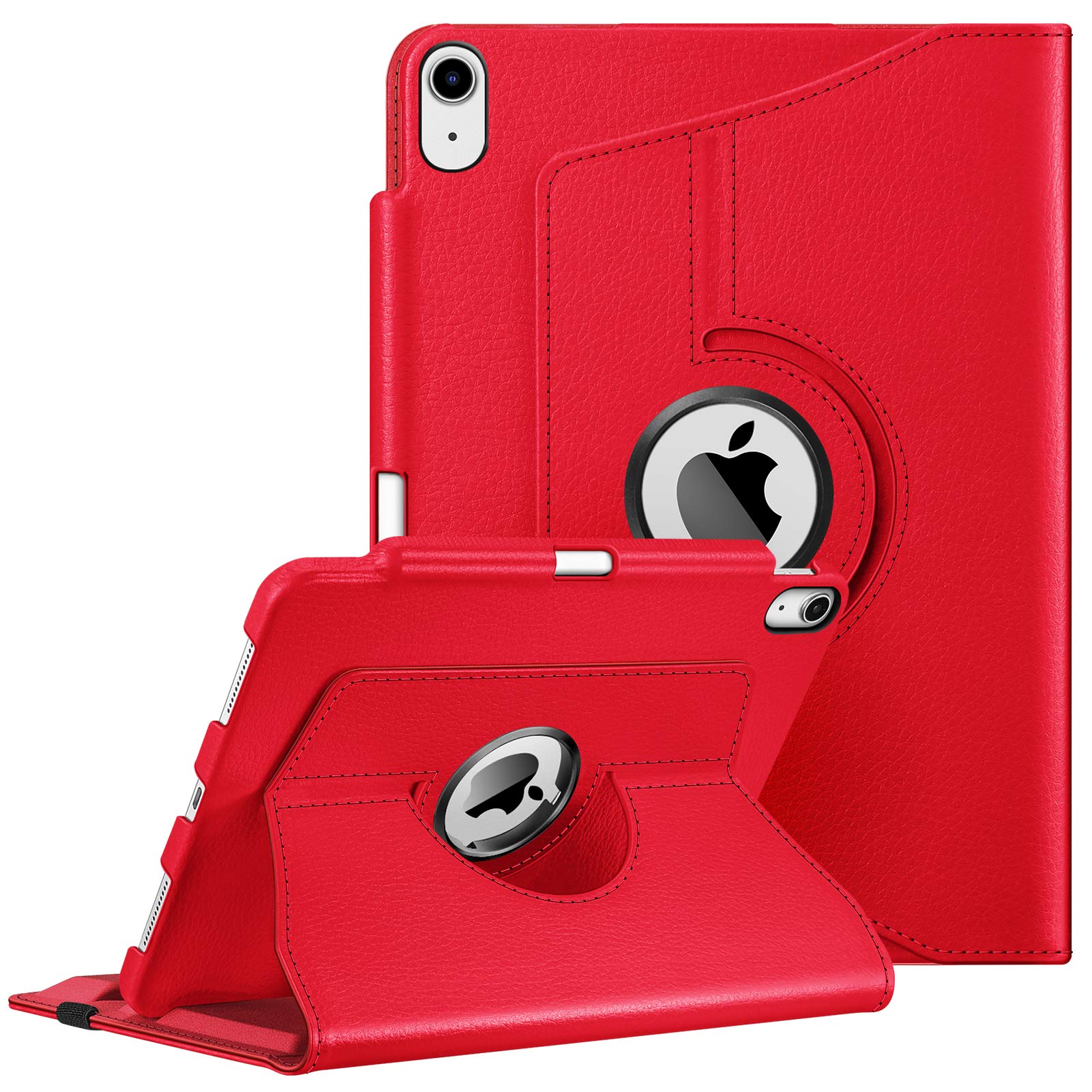 Fintie iPad Air 4 10.9 Inch 2020 Case with Pen Holder, 2nd Generation Stand, 360 Degree Rotating Stand with Auto Sleep/Wake Function for iPad Air 4th Generation Red