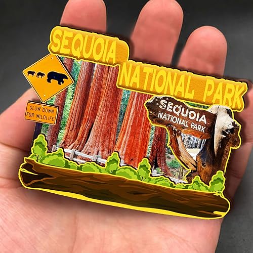 Miniatura 4 de Imán de madera del Parque Nacional Sequoia de los Estados Unidos, imanes de nevera 3D, recuerdos coleccionables, decoraciones hechas a mano