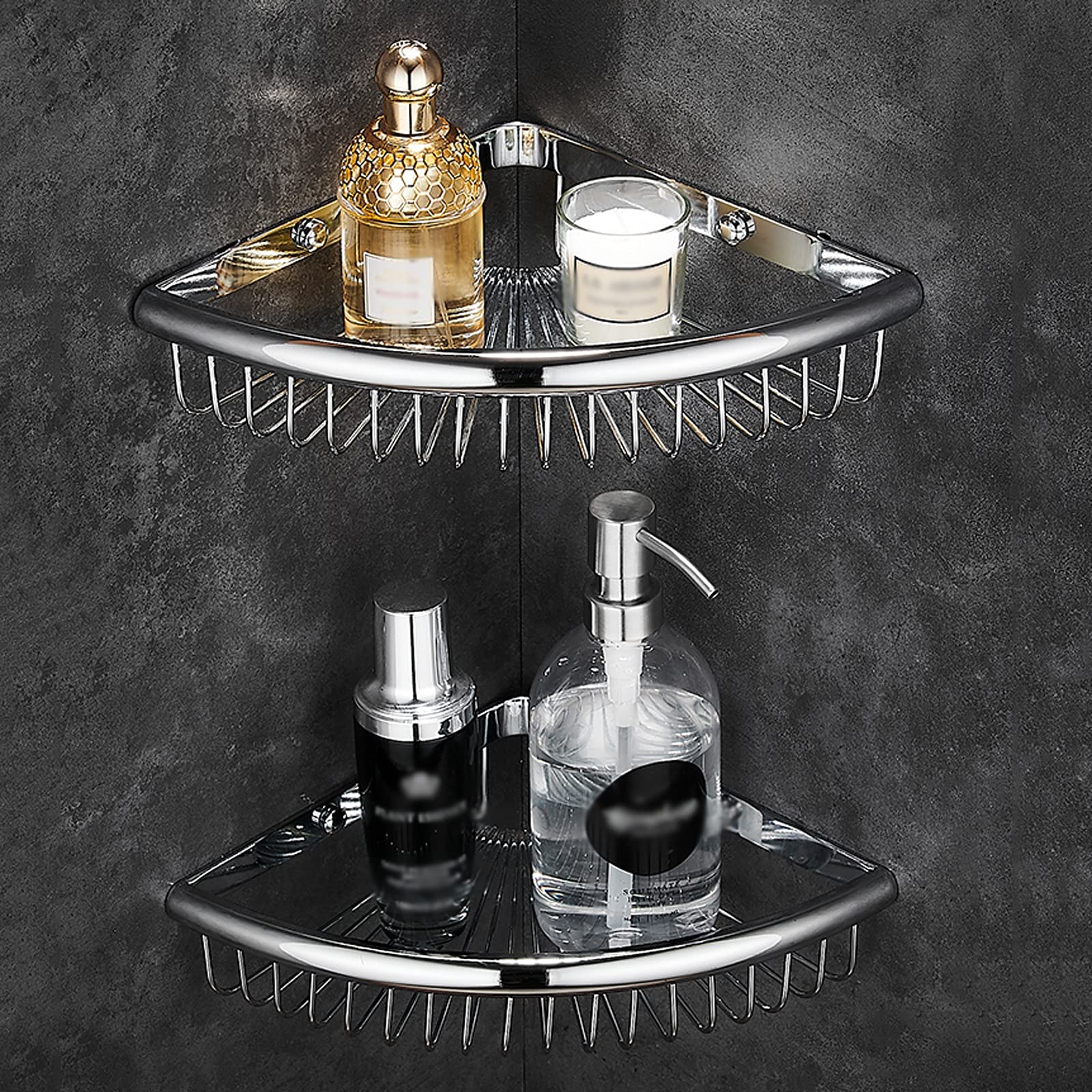 Estanteria Ducha Esquina de ducha Caddy Bathround estante, estantes de almacenamiento Cestas de triángulo, Baño Cesta de almacenamiento de cocina, Negro o Plata Estante Ducha/Baldas de baño ( Color :