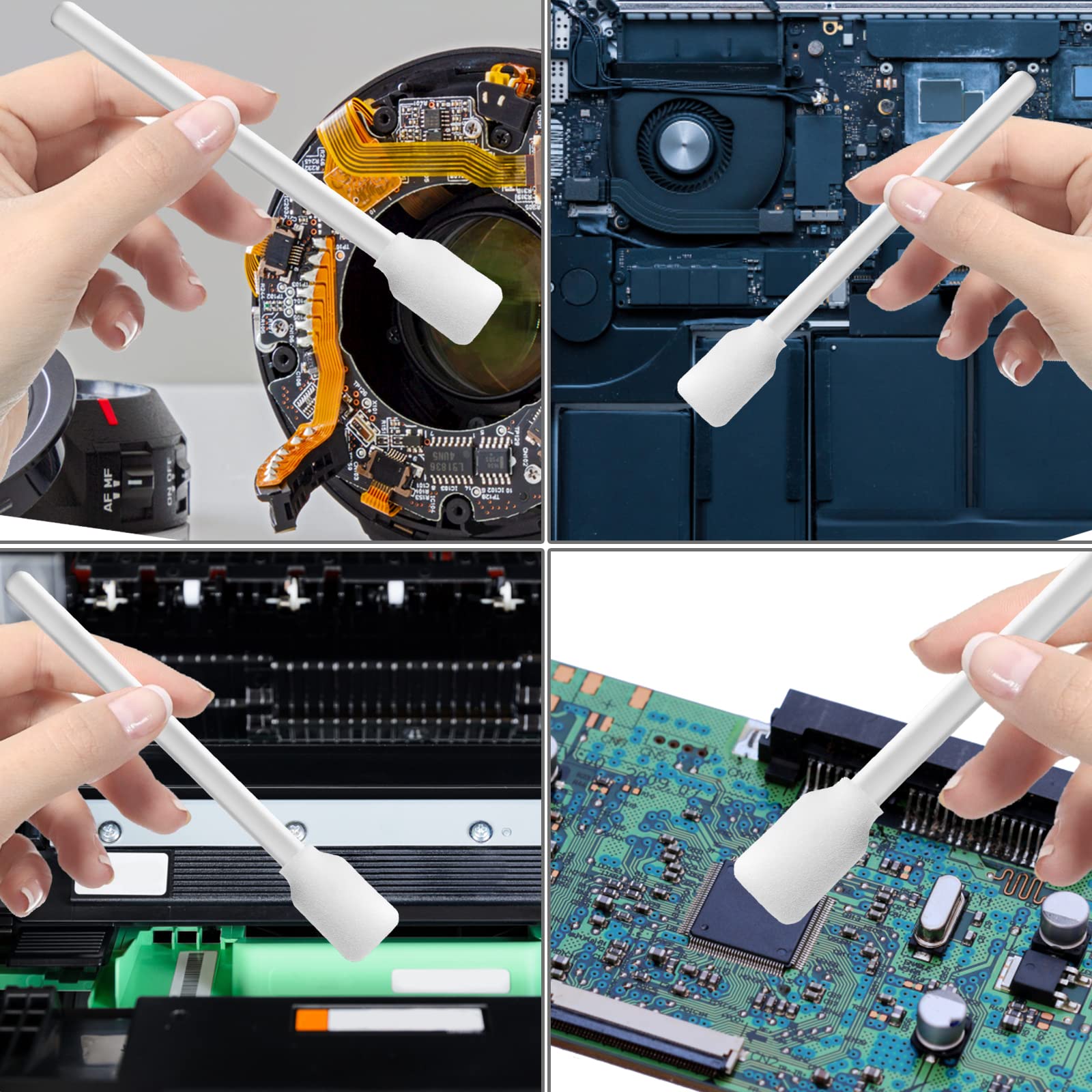 200 Bâtonnets Nettoyage Mousse - Pour Imprimante, Objectifs, Électronique - Tampons Précision