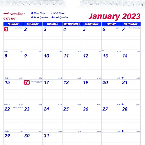 Miniatura 2 de Brownline Calendario de pared de doble alambre, un mes por página, 8 x 11, hojas blancas, 12 meses (enero a diciembre) 2023