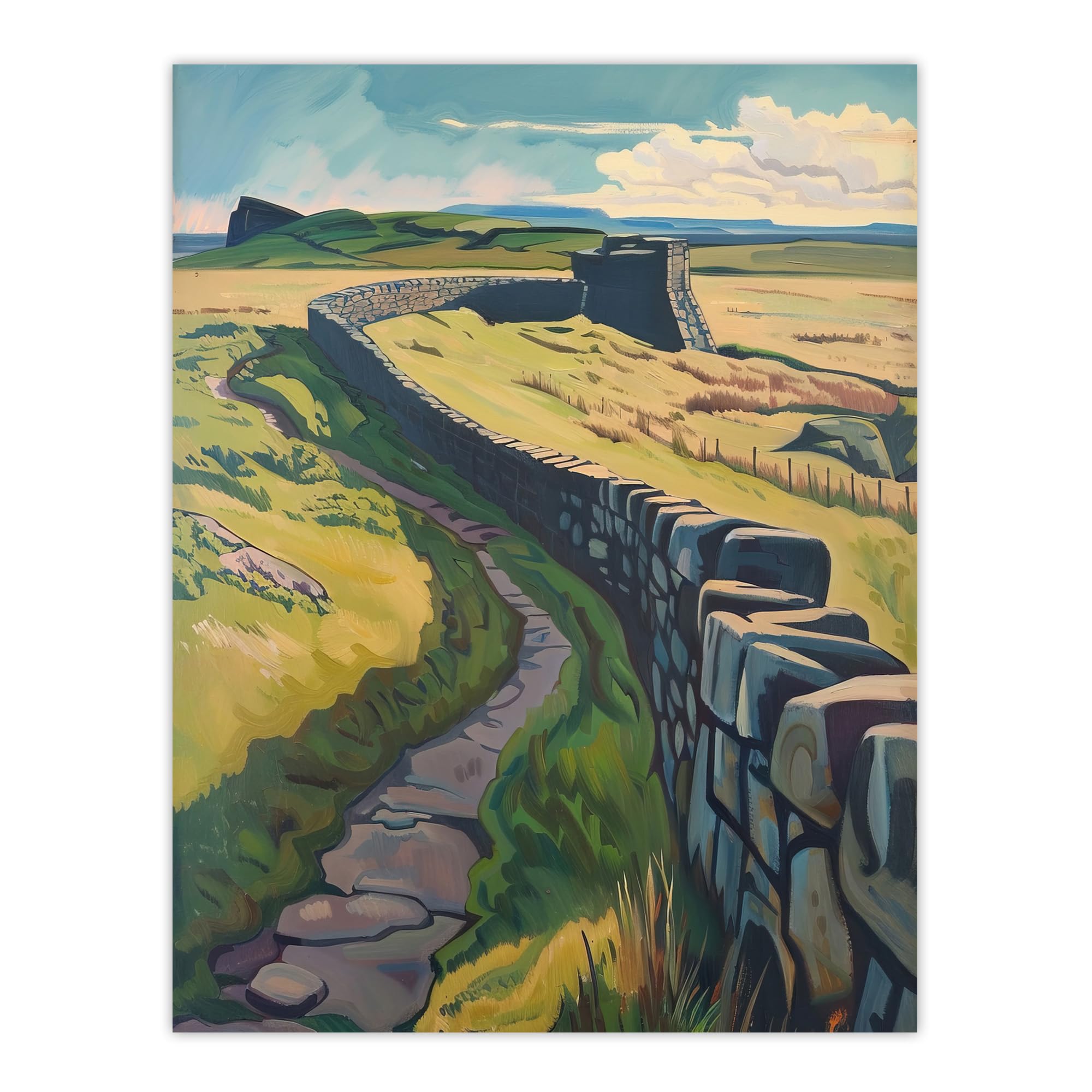 Artery8 Hadrian's Wall Summer England Landmark Landscape Living Room Extra Large XL Wall Art Poster Print