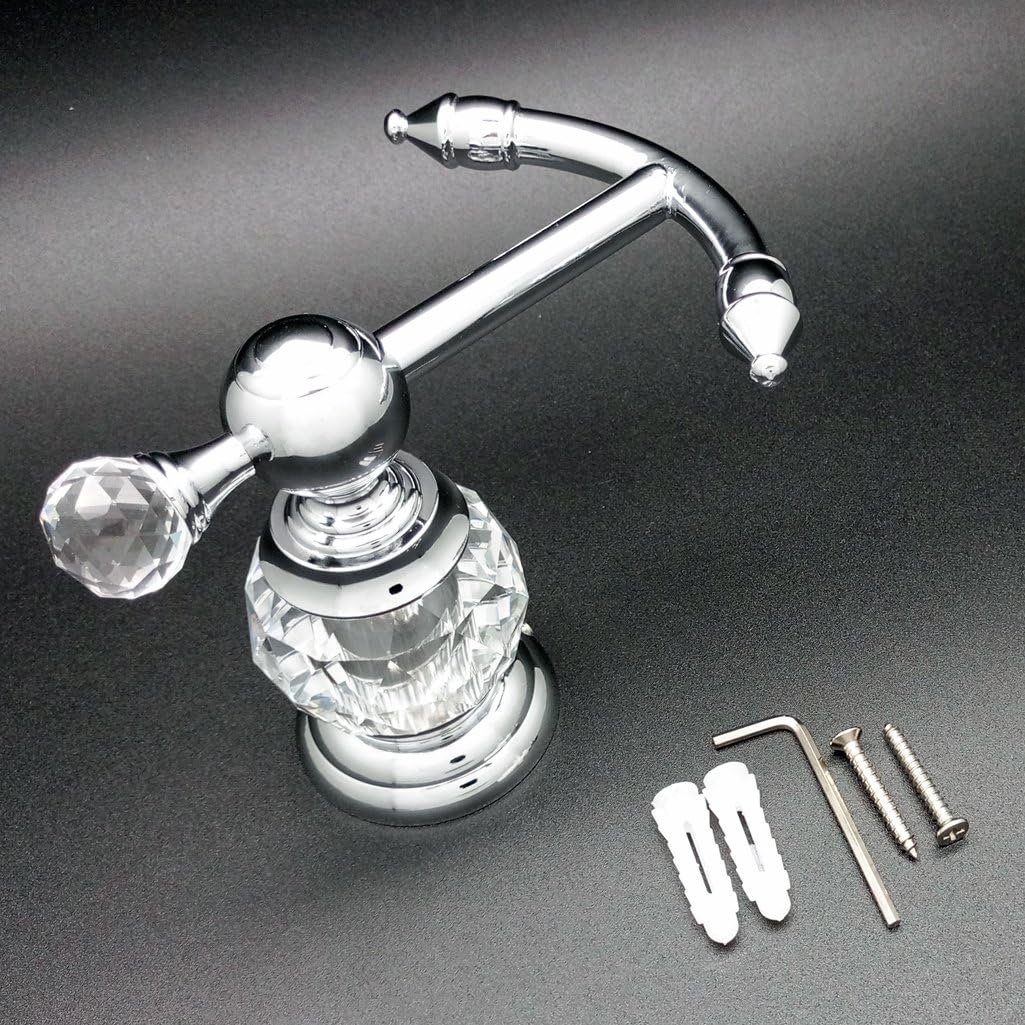 Crystal Series Brass Bathroom Towel Coat Hook, Polished Chrome