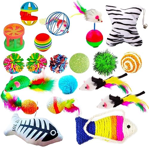 Miniatura 2 de CoCoo - Paquete variado de juguetes para hurones y gatos, juego de actividades de bolas de Mylar, juguetes para masticar, bolsas de hierba gatera,