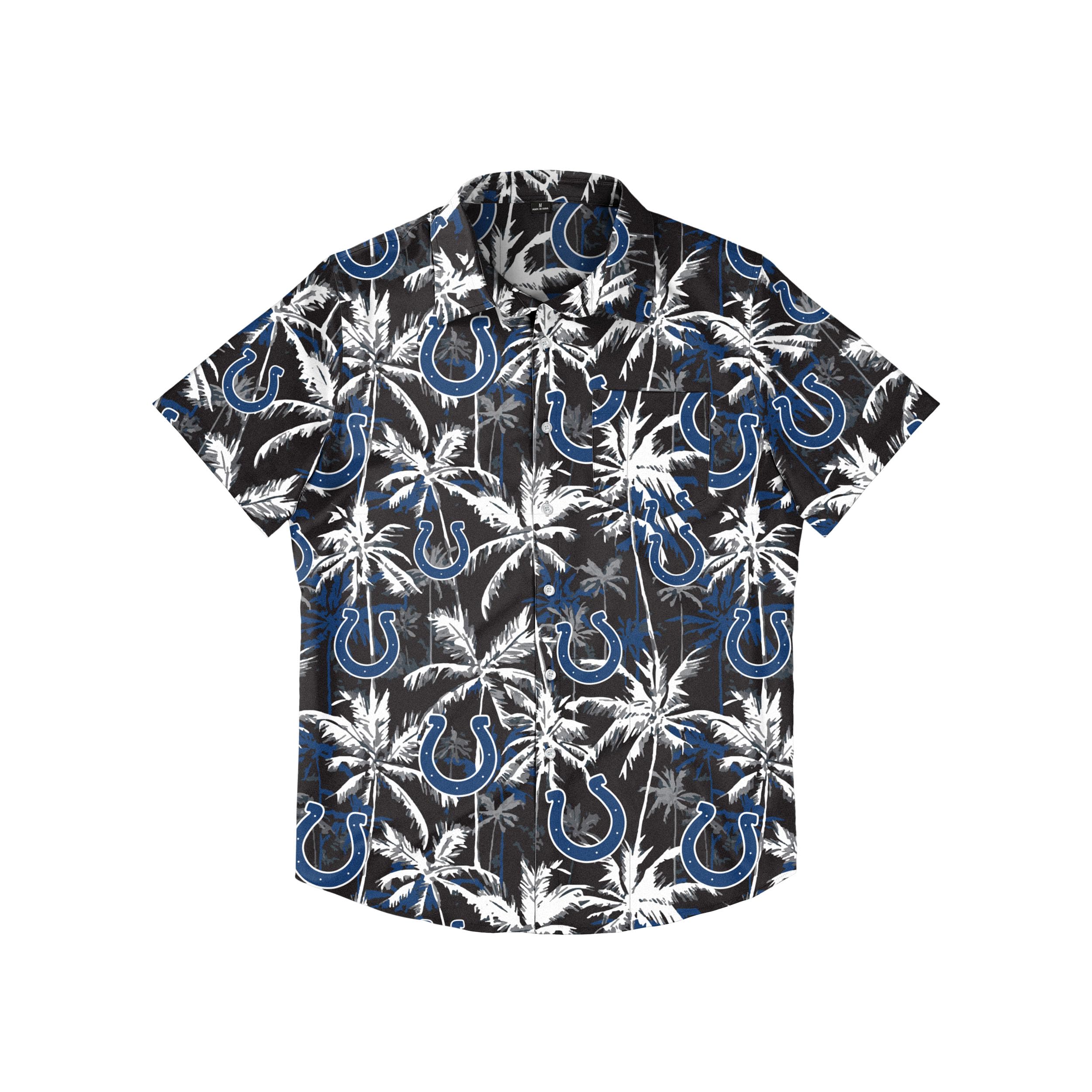 FOCO Men's Indianapolis Colts NFL Team Logo Aloha Tropical Button Up Shirt, Black Floral