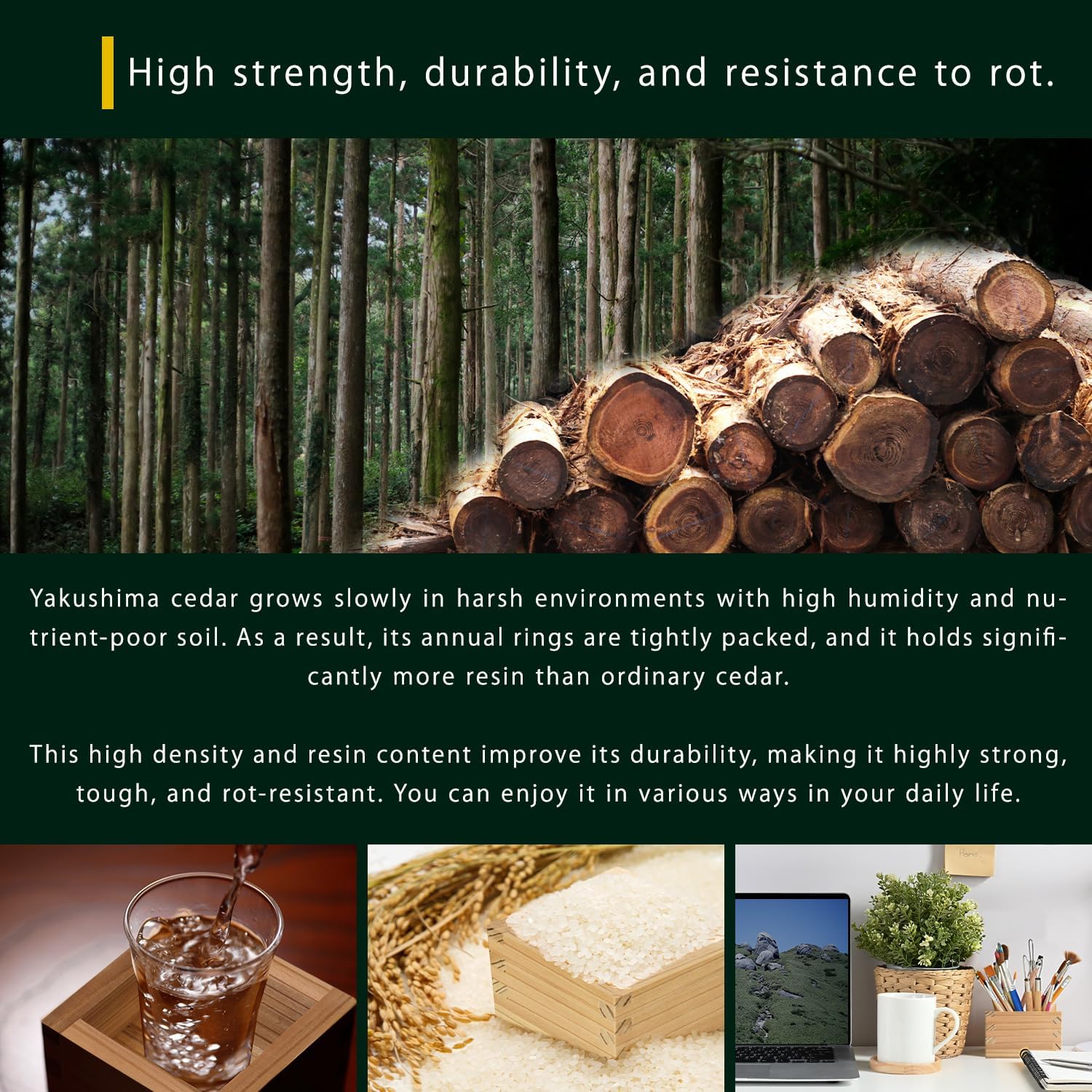 Cedar Masu, a Capacity of 5.81 fl oz (172ml), Using Rare Yakushima Cedar, Handmade by Japanese Artisans, Japanese Sake Masu, Made in Japan