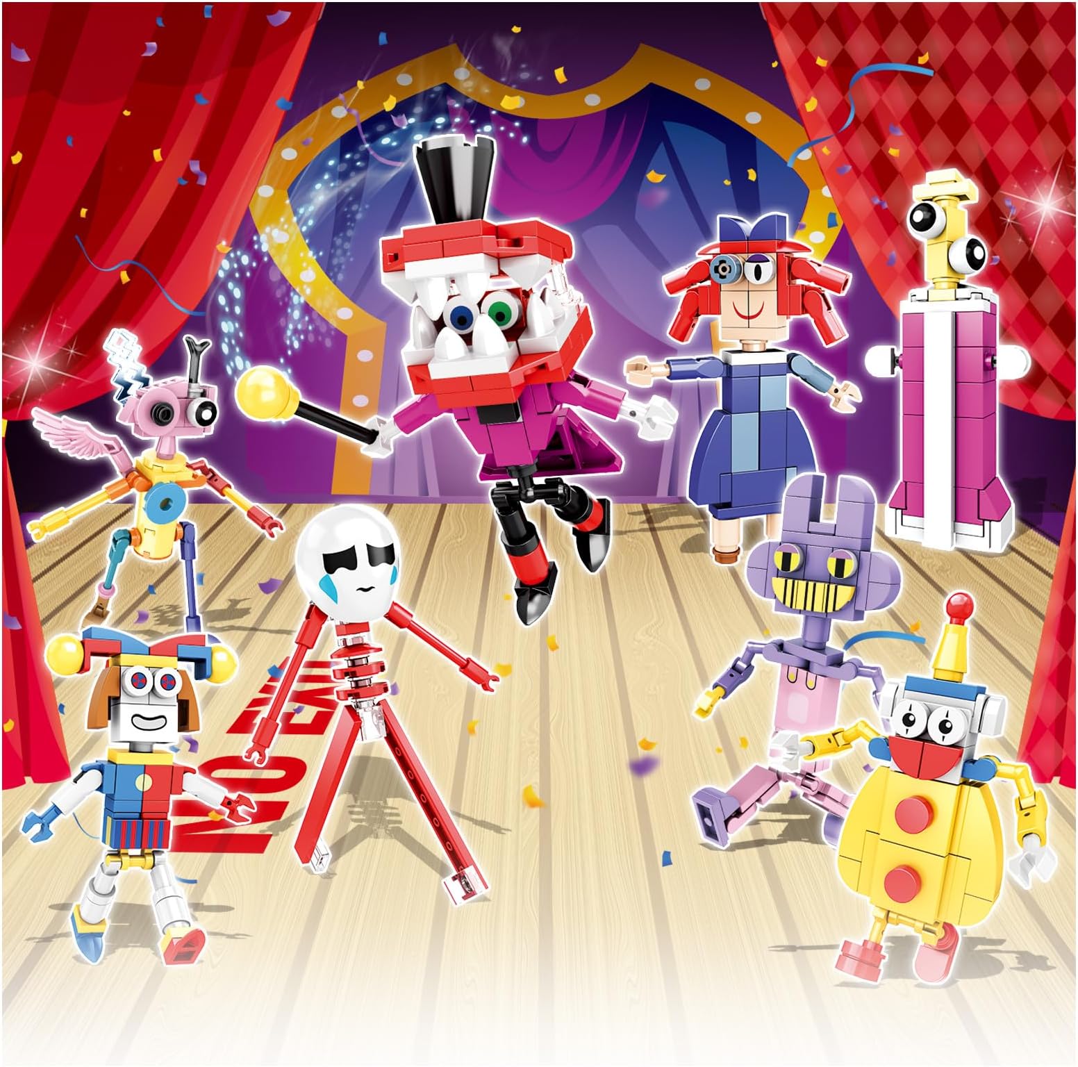 353 PCS The Crazy Digital Circus Building Blocks Toy Set,Amazing Circus Pomni And Jax Figures Model Gift Christmas Or Birthday Gifts For Children And Adults Toys (A)