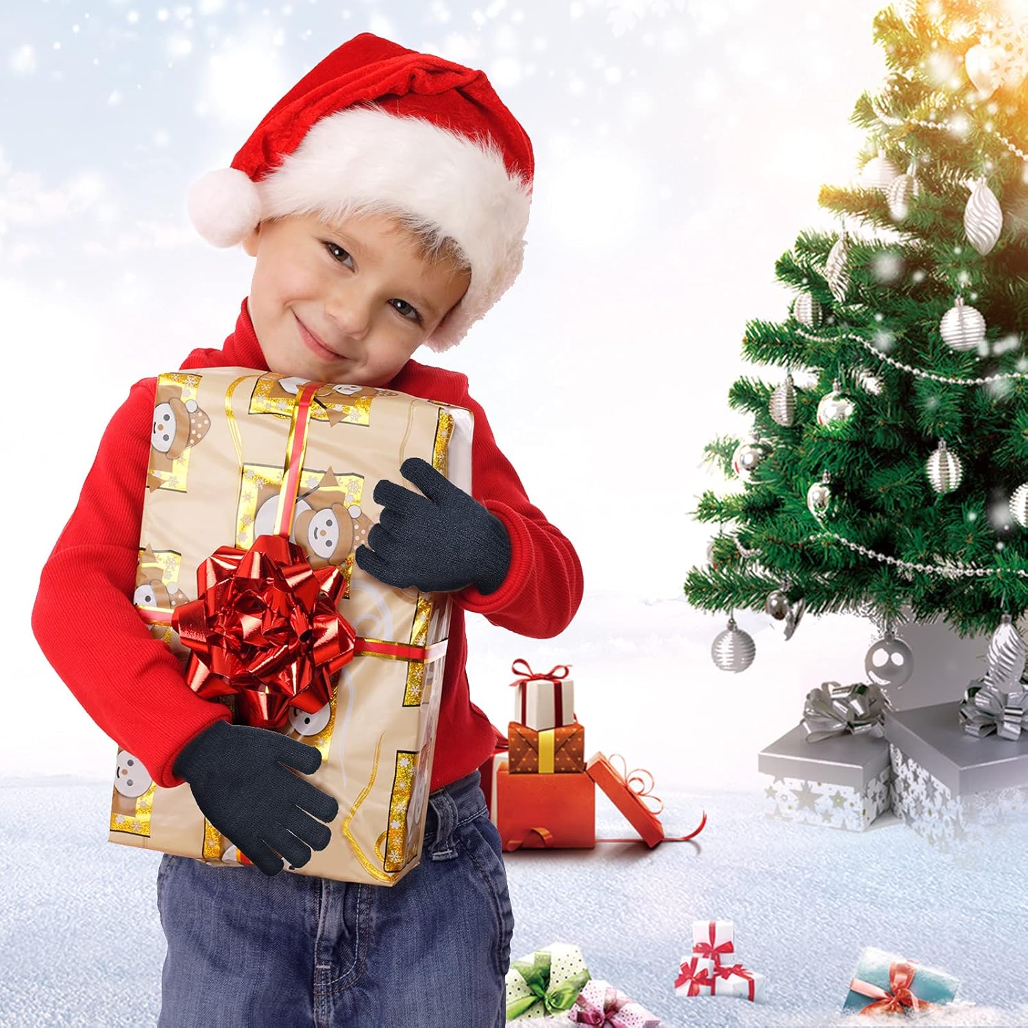 Syhood 6 Pairs Stretch Winter Kids Gloves Camouflage Full Fingers Gloves for Boys 5-8 Years old - Image 4