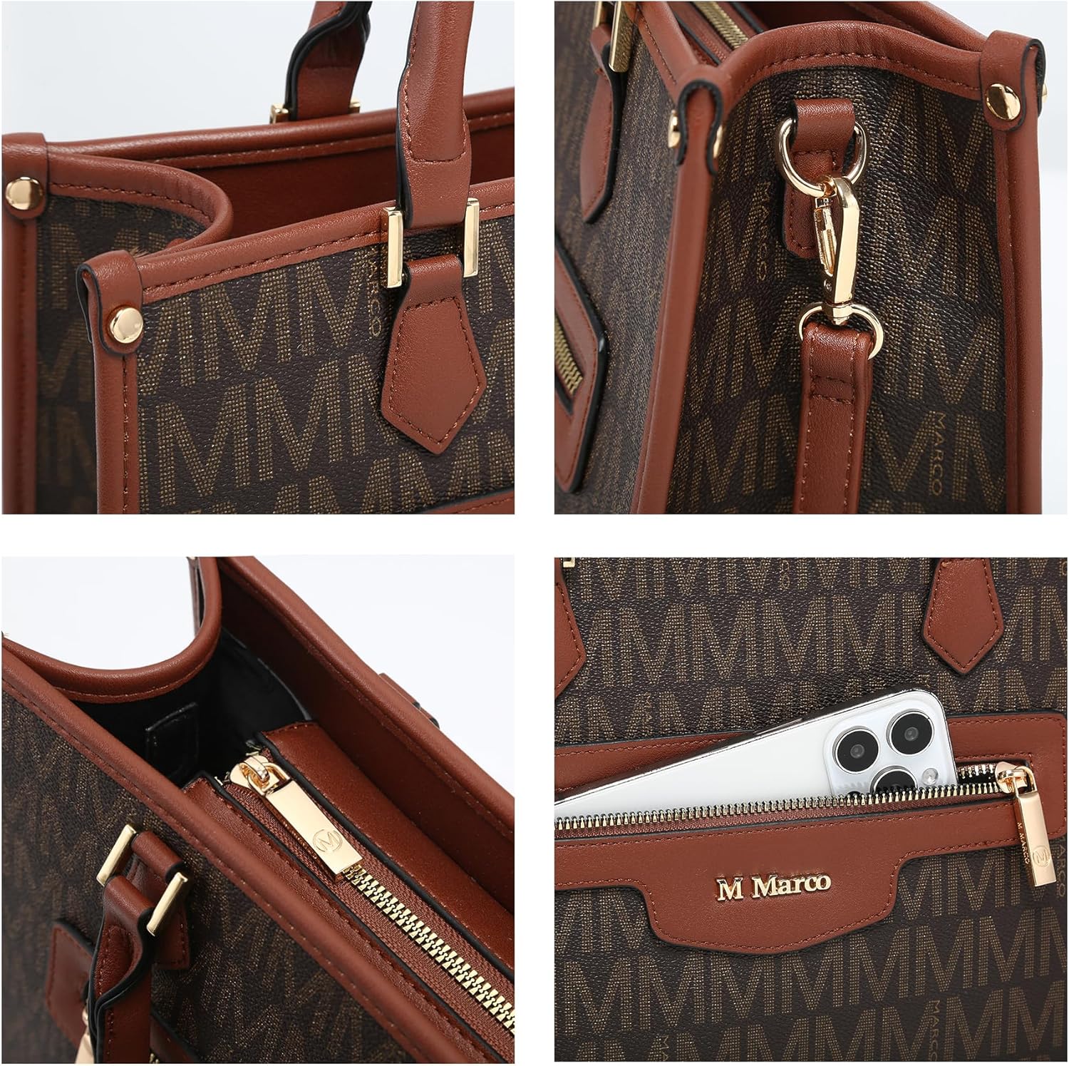 MKP Tote Bag for Women Medium Signature Monogram Satchel Handbags Purses Top Handle Shoulder Bags Wristlet Wallet Set 2pcs - Image 2