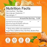 Vista 2 de FreshDrinkUS, 135 bolsas de té de jengibre y cúrcuma premium, ingredientes 100% naturales, mezcla hecha a mano de té de hierbas de cúrcuma
