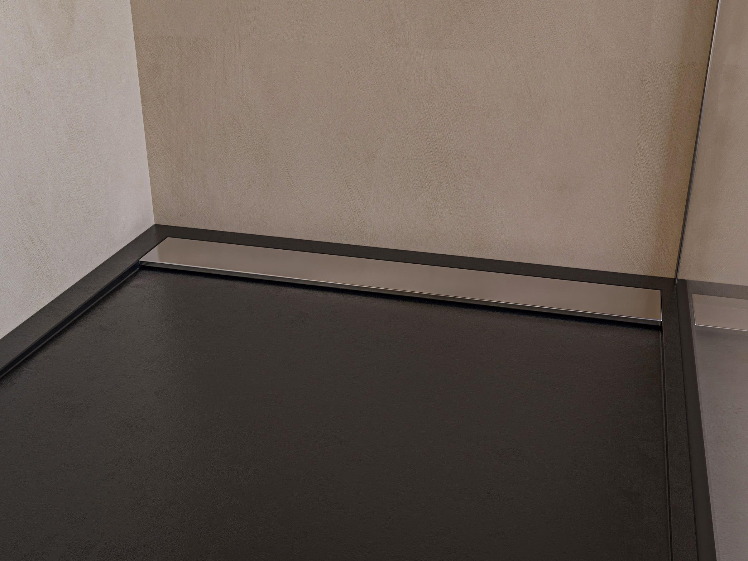 SoulHome Plato de Ducha Resina Negro 120X70 Diseño Minimalista Inox | Antideslizante C3, Extraplano, Resina y carga mineral, Textura Liso Piedra, Antibacteriano, Gel-coat, Incluye válvula desagüe