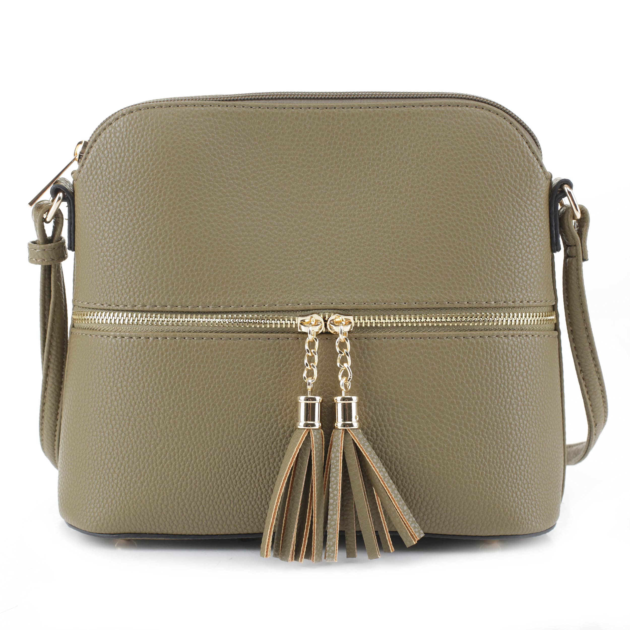 SG SUGU Lunar Lightweight Medium Dome Crossbody Bag Shoulder Bag with Tassel | Zipper Pocket | Adjustable Strap