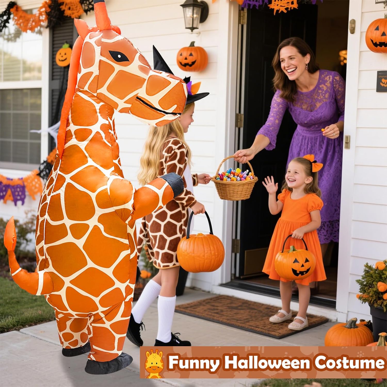 Camlinbo Halloween Inflatable Costumes for Kids Funny Giraffe Full Body Blow Up Animal Costumes for Boys Girls Halloween Holidays Festivals Cosplay Party Favors - Image 5