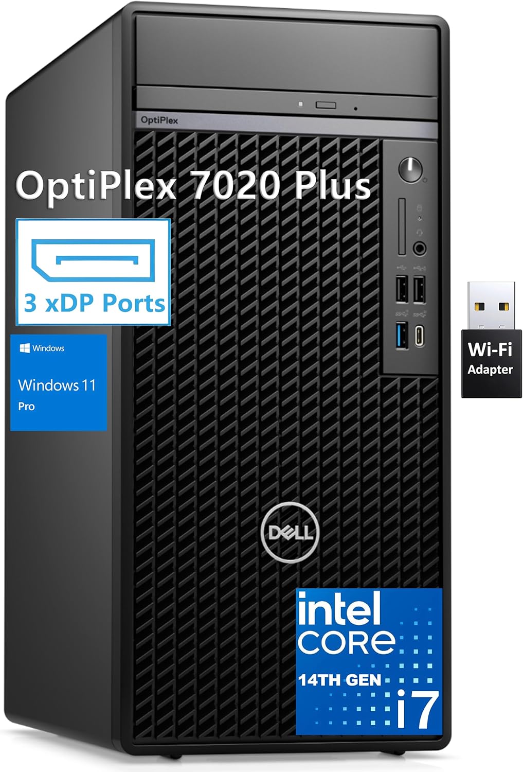 Dell OptiPlex 7020 Plus 7000 Tower Business Desktop Computer, 14th Gen Intel 20-Core i7-14700 up to 5.4GHz, 32GB DDR5 RAM, 1TB PCIe SSD, DVDRW, WiFi Adapter, RJ-45, 3 DisplayPorts, Windows 11 Pro Dell OptiPlex 7020 Plus 7000 Tower Business Desktop Computer, 14th Gen Intel 20-Core i7-14700 up to 5.4GHz, 32GB DDR5 RAM, 1TB PCIe SSD, DVDRW, WiFi Adapter, RJ-45, 3 DisplayPorts, Windows 11 Pro