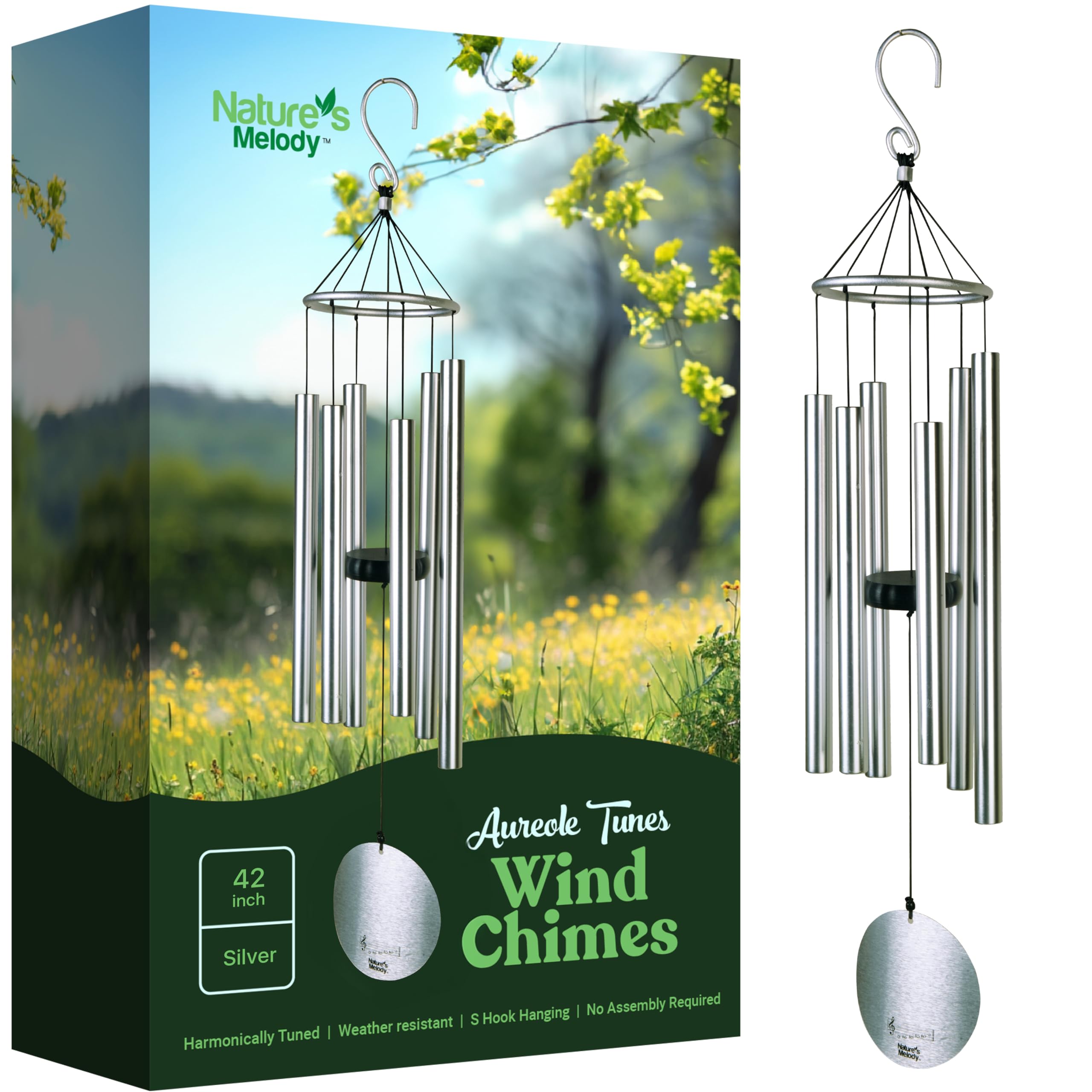 Nature Melody – Jeu de Sons Aureole Tunes – env. 42 Pouces Environ. 106 cm - Argent