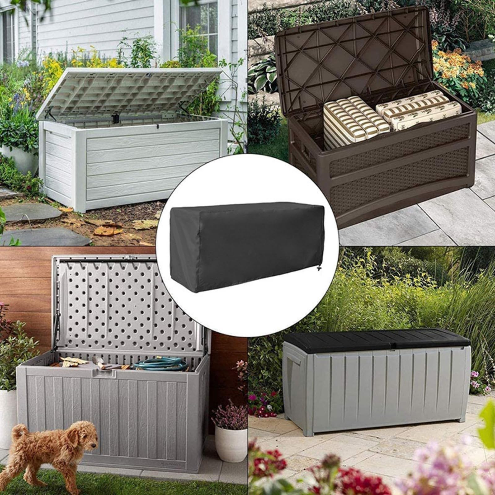 Garten Kissentruhe Allzwecktruhe Kissenbox Abdeckung Auflagenbox Schutzhülle Gartenbox Abdeckplane Gartentruhe Schutzplane Abdeckhaube 100 Wasserdicht UV Sowie