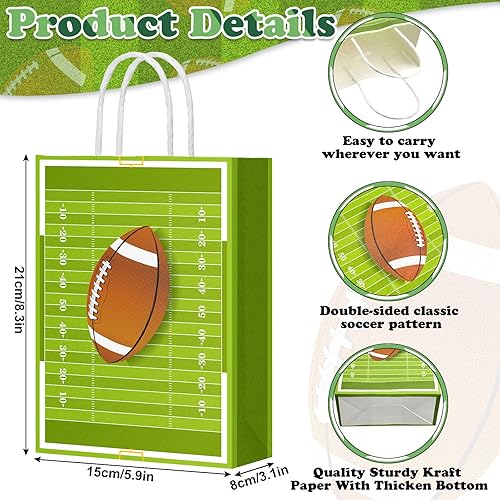 Miniatura 2 de Fainne 30 bolsas de regalo de fiesta de fútbol, bolsas de regalo de fútbol con asas, paquete de golosinas de papel para decoración temática