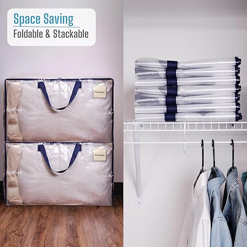 Miniatura 7 de Veno - Paquete de 2bolsas de almacenamiento resistente para mudanzas, dormitorios, viajes, campamento, decoraciones navideñas, suministros de