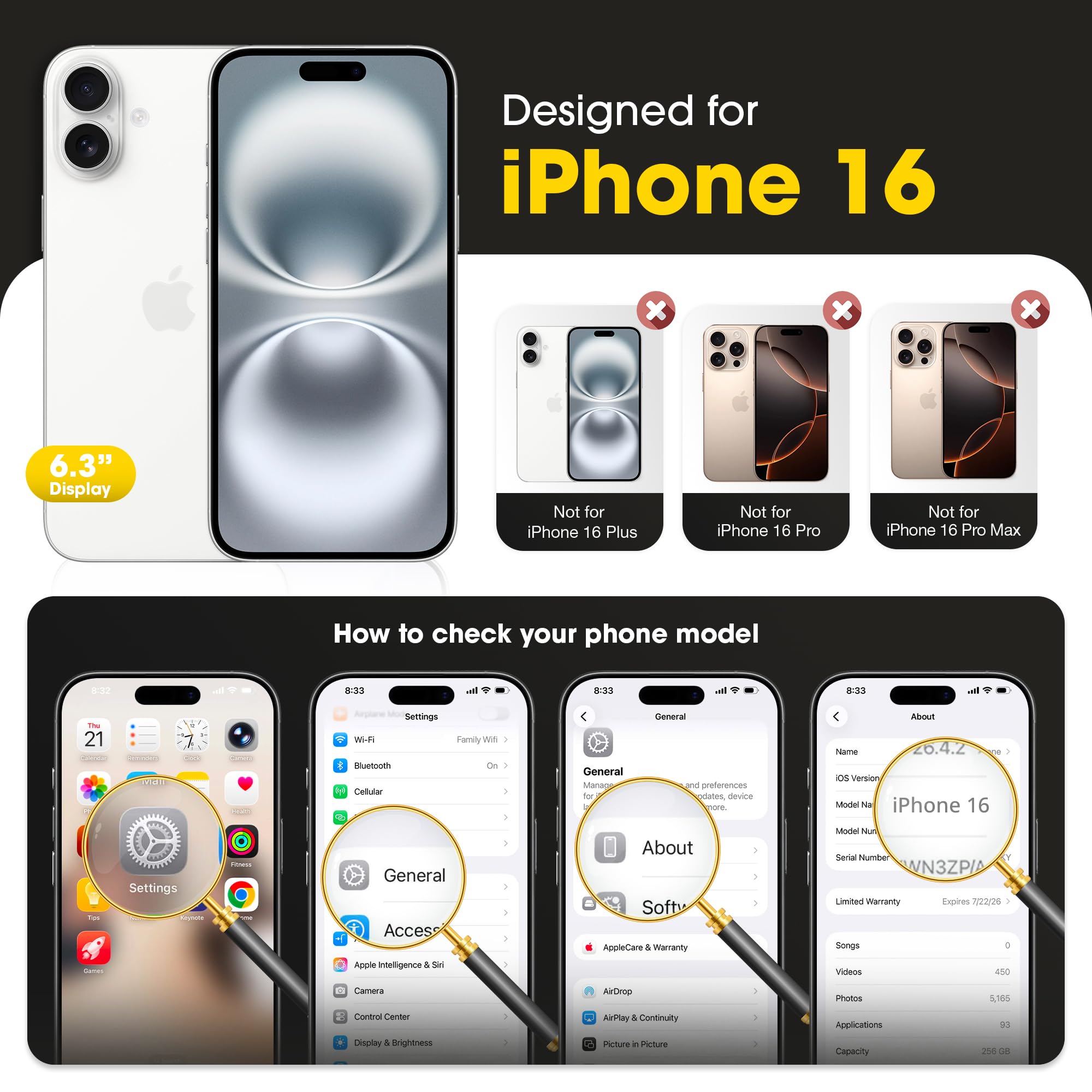 OtterBox Symmetry Clear Series + - Funda para iPhone 16, se Ajusta a MagSafe, Ultra Elegante, Bordes elevados Que protegen la cámara y la Pantalla, Embalaje no minorista (Transparente) (Polvo de