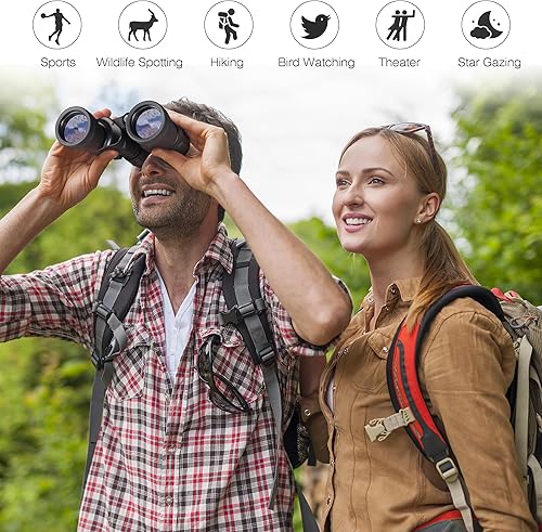 Miniatura 5 de Yomuse Prismáticos HD de 10 x 50 para adultos y niños, binoculares compactos de visión grande con visión clara de poca luz, impermeables,