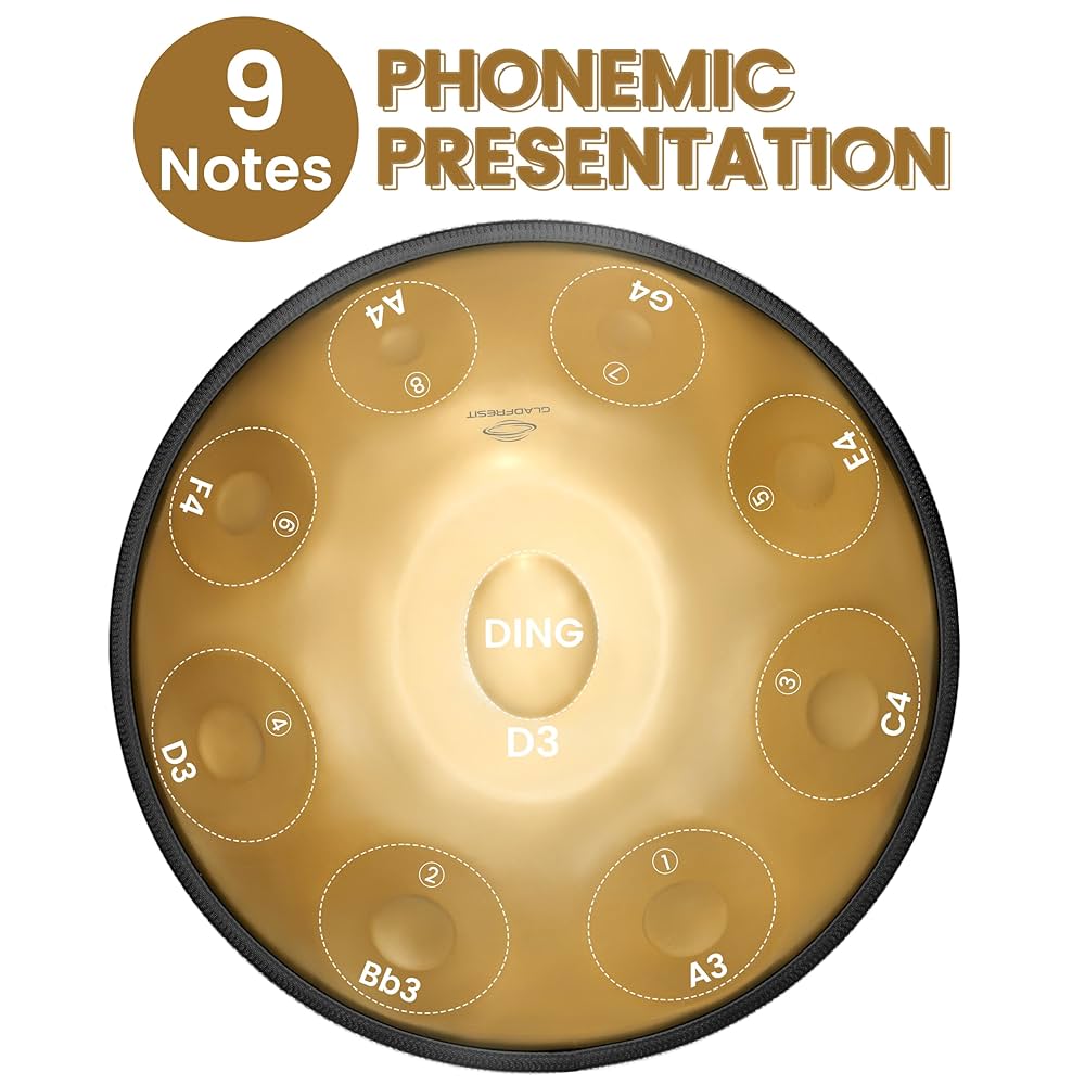 ハンドパン　GLADFRESIT GLADFRESIT Handpan, 18 inches, 9 notes, 440Hz, G minor