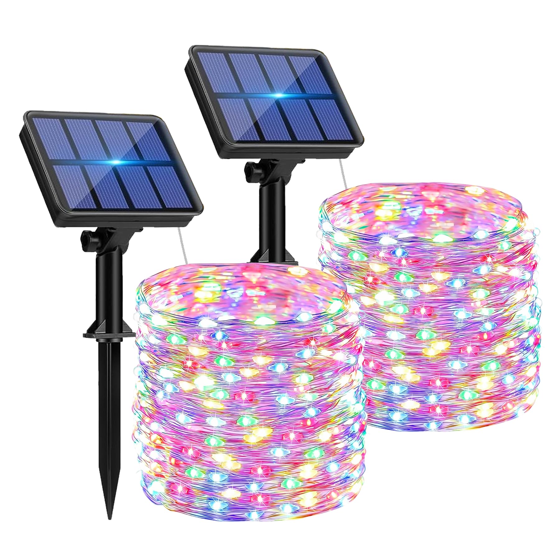 120 LED Solar Fairy Lights Outdoor, 2 Pack Total 24M/ 80Ft 240LEDS, 8 Modes with 8-Hour Timer, Outdoor Garden Lights, Waterproof String Lights, Suitable for Party, Camping, Decorations (Multi Color)