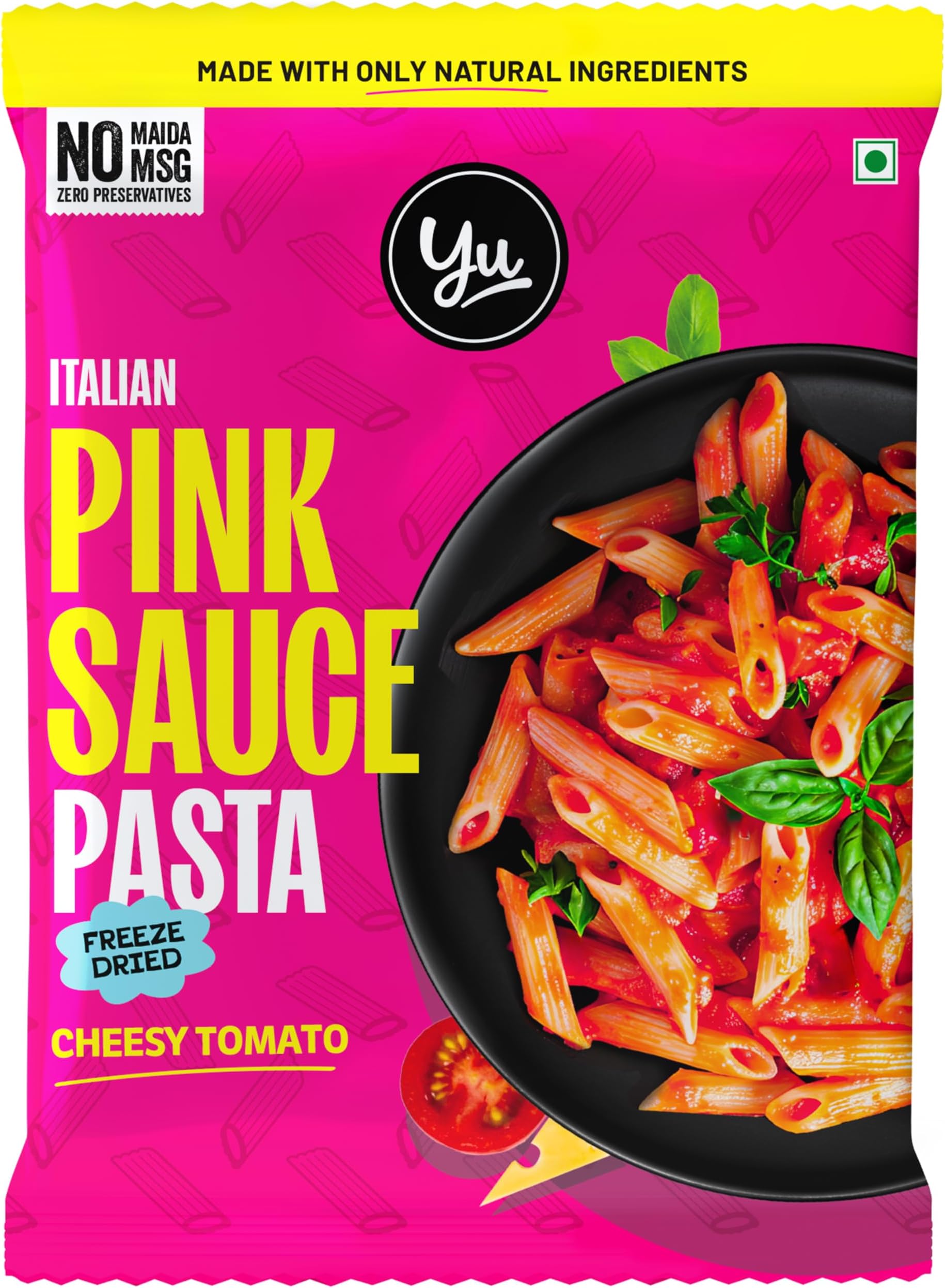 Italian Pink Sauce Pasta - No Maida - No Msg - Zero Preservatives - Instant Penne Pasta With Sauce - Ready To Eat Pasta In 5 Mins - 65 grams - Yu