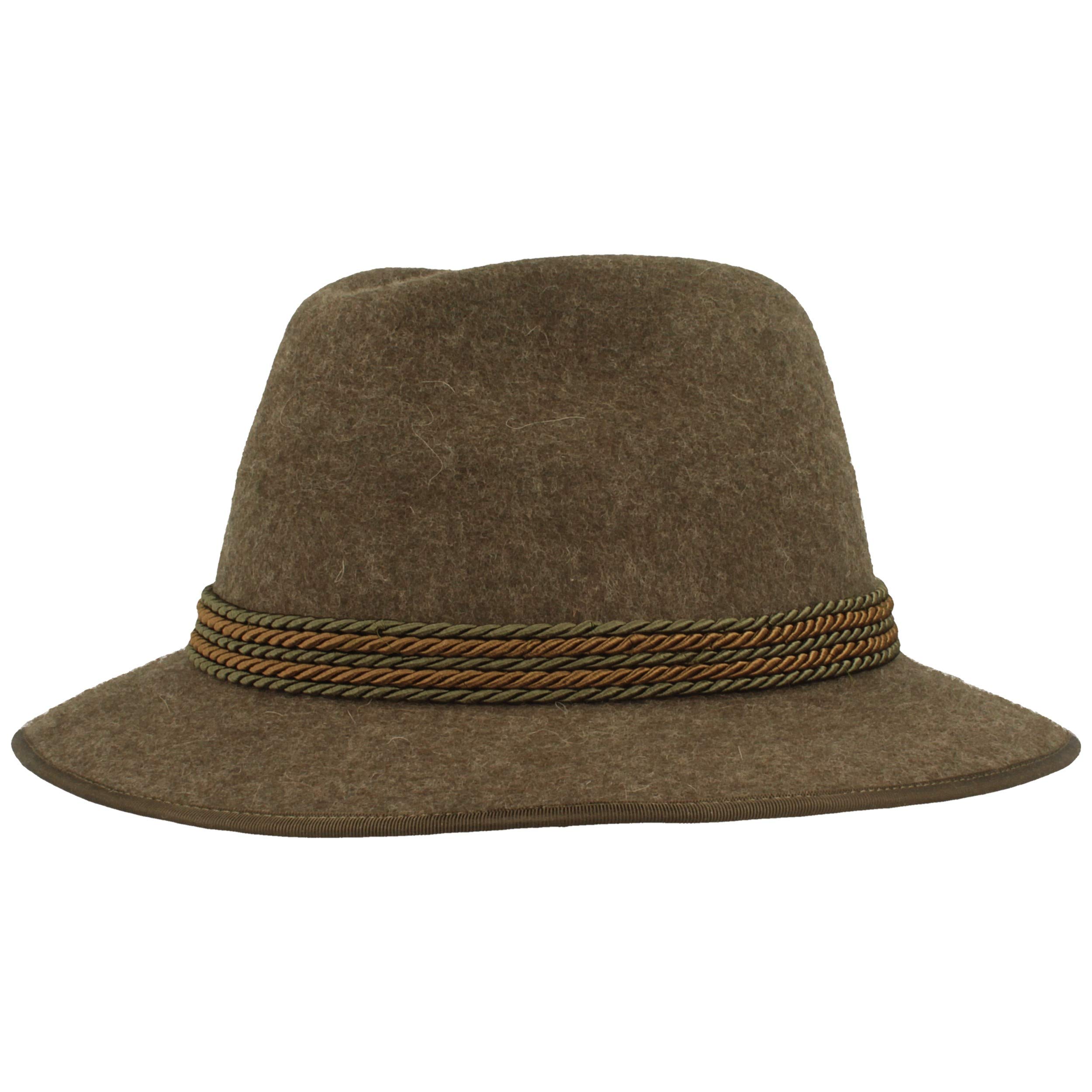 Original Wide Men's Costume Hat Felt Hat Men's Hat, Handmade from 100% Wool with Two Tone Cord Set & Edging, Traveller