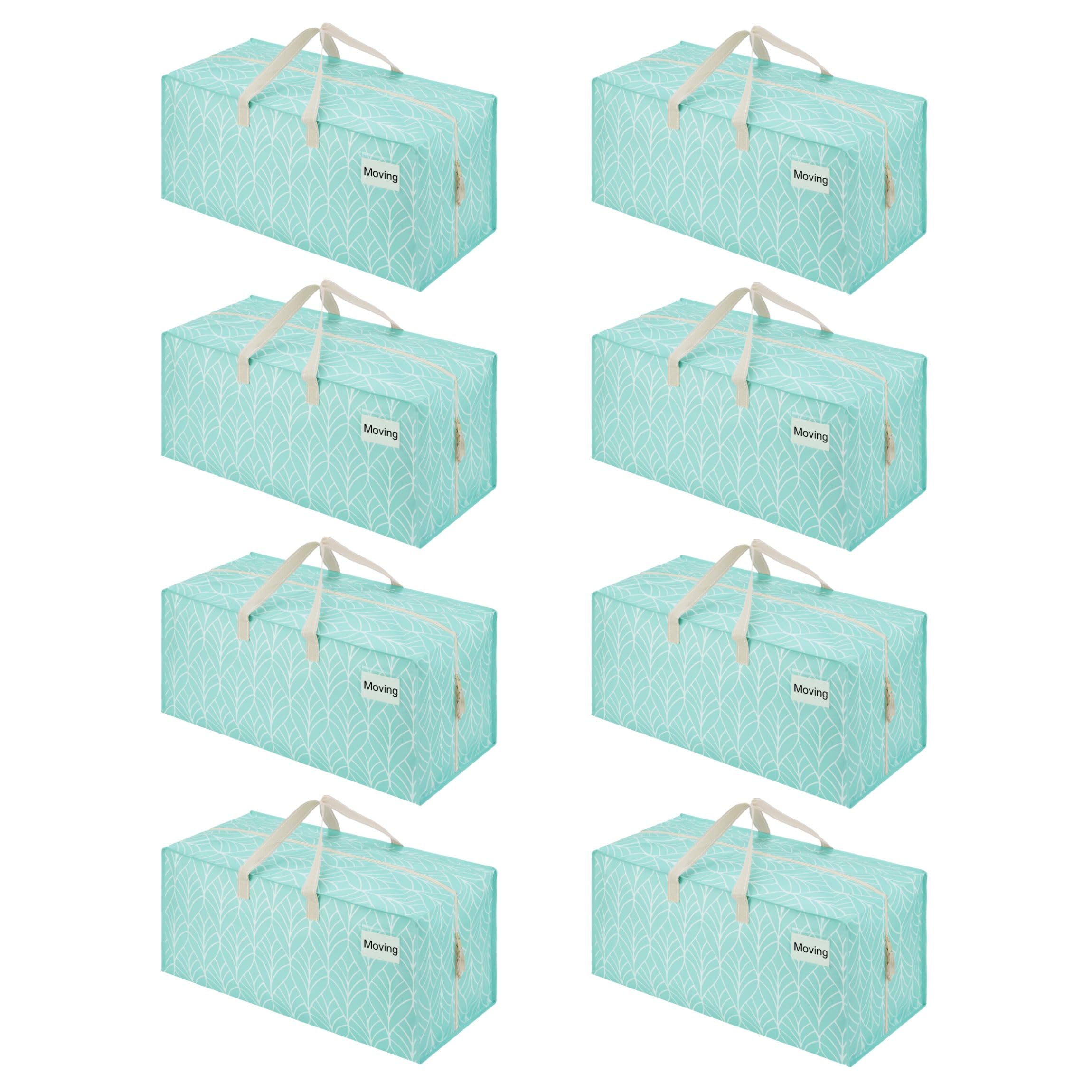 VENO 87 Litre Extra Large Moving Bags with Backpack Straps, Moving Helpers, Strong Handles and Zippers, Clothes Storage, Reusable and Sustainable (Evergreen, 8-Pack)