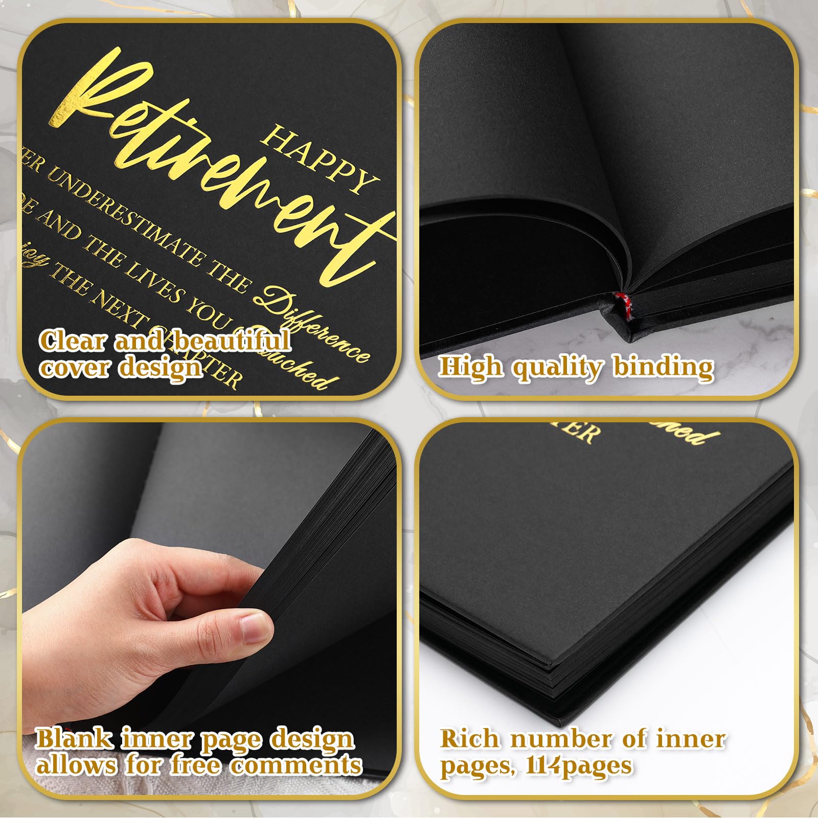 Gästebuch für den Ruhestand mit 2 Markern, 21,6 cm, quadratisch, Hardcover, blanko, Gästebuch, Happy Retirement, Partyzubehör, Ruhestand, Geschenke für Frauen und Männer, Party-Dekorationen,