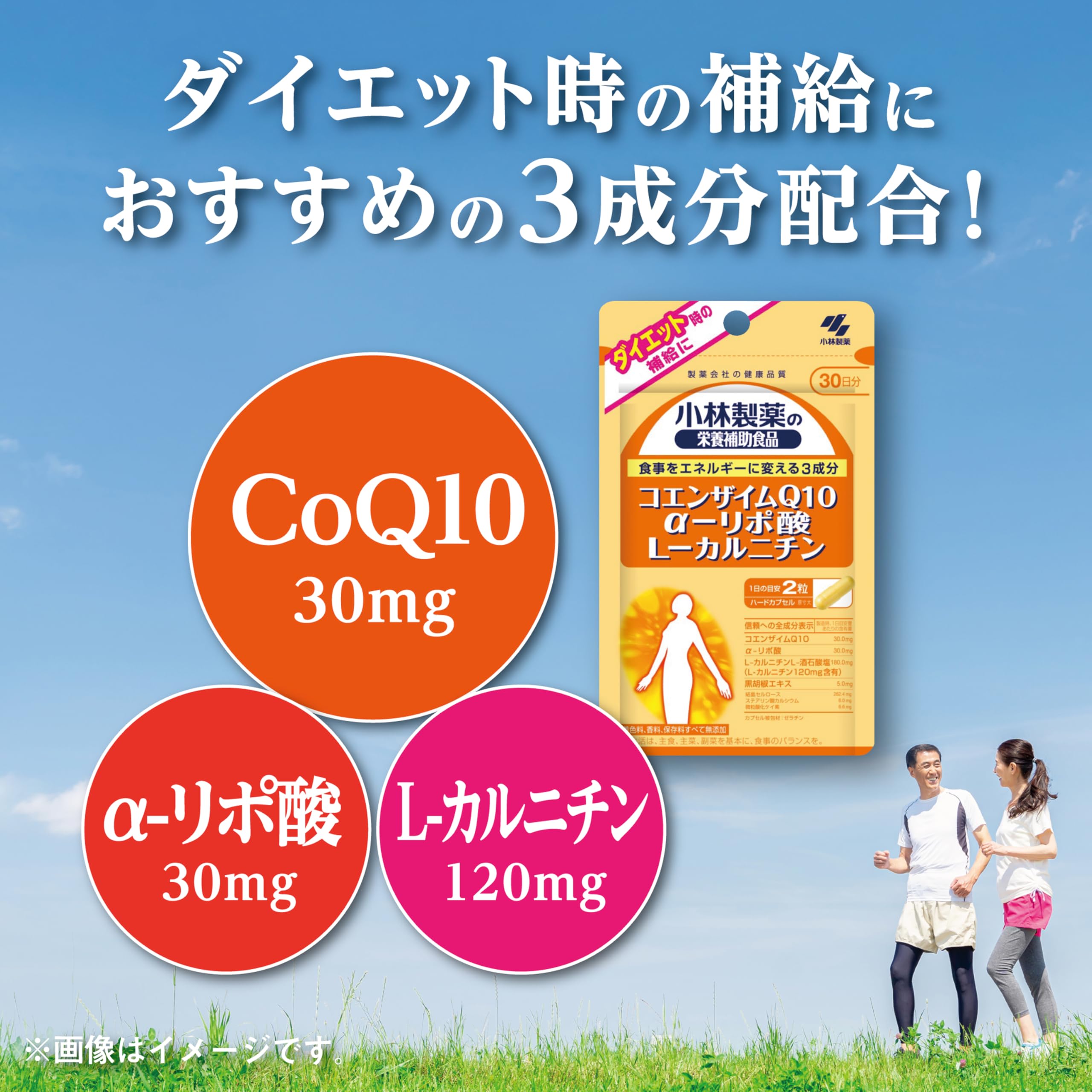 小林製薬の栄養補助食品 CoQ10 α-リポ酸 L-カルニチン 60粒