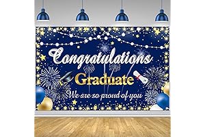 Graduation Backdrop 2024 Congrats Grad Banner Blue Gold Graduation Banner