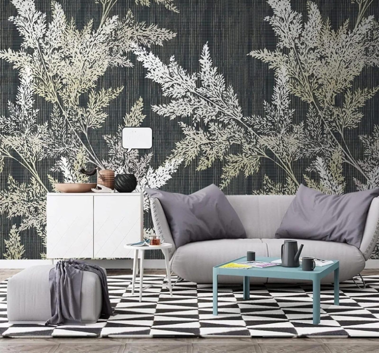Wallpaper-3D-Xlm 200Cm×140Cm(B×H) Retro Three Dimensional Hand Drawn Plants Leaves 3D Wallpaper Easy Install Feature Office Living Room Sofa Bedroom Tv Background Wall Decoration-200Cm×140Cm