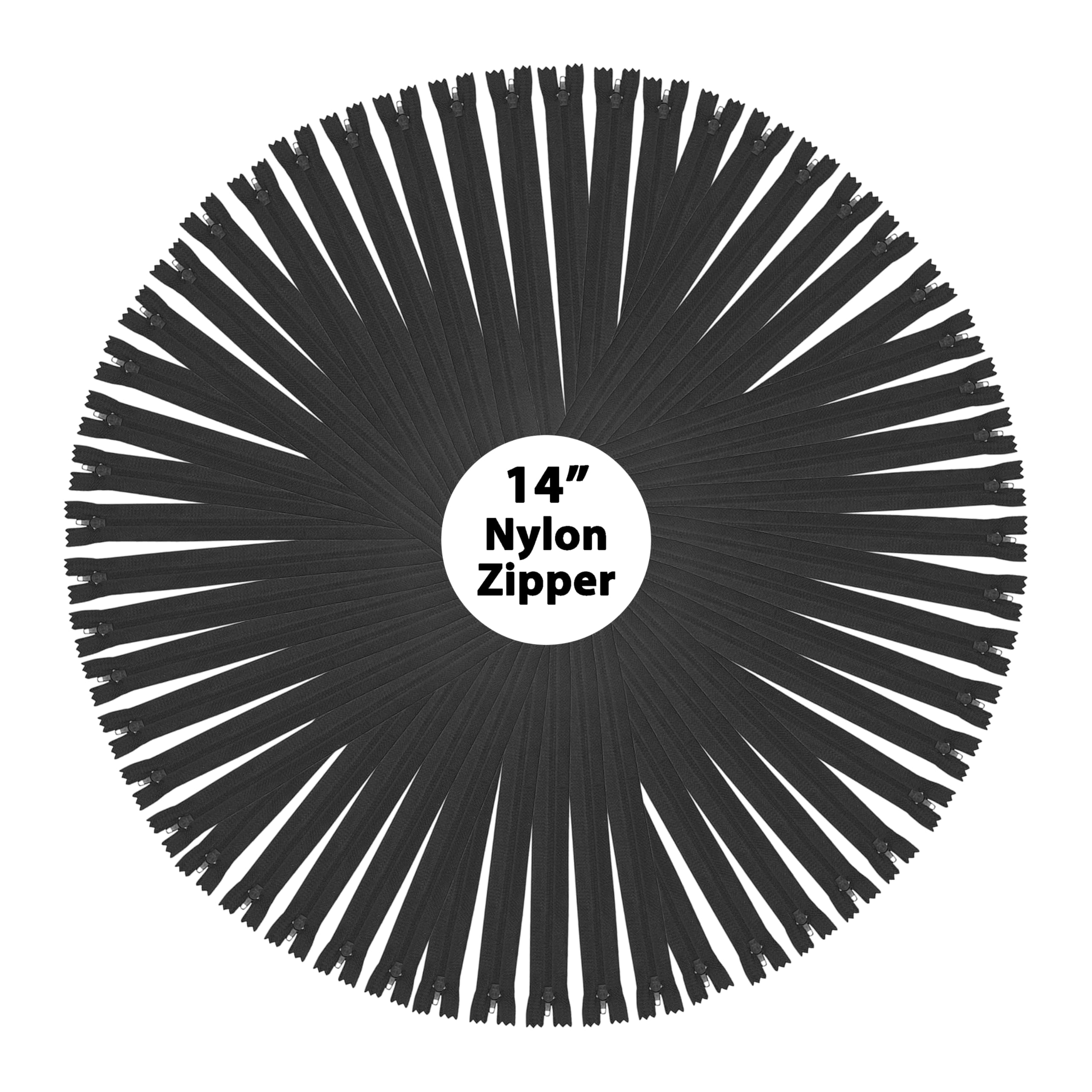 Mandala Crafts 80 PCs Black Nylon Zippers for Sewing 14 Inch - Zippers Replacement Sewing Supplies in Bulk for Tailor, Clothing Repair, and DIY Projects