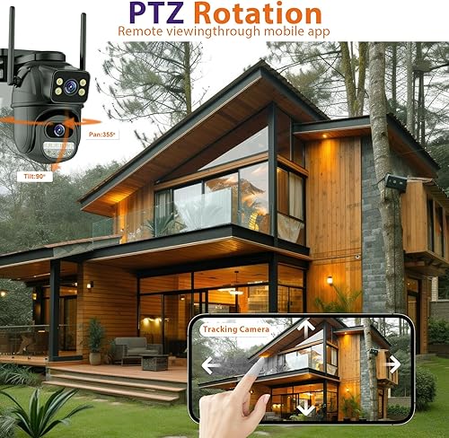 Miniatura 3 de Cámara de seguridad para exteriores 2.4G WiFi PTZ Cámara para exteriores de doble lente cámaras de seguridad para el hogar Vista de 360  4MP Cable