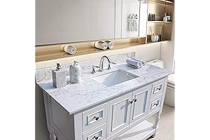 FRANSOUL 42" Luxurious White Bathroom Vanity Top with Ceramic Sink for Bathrom Cabinet