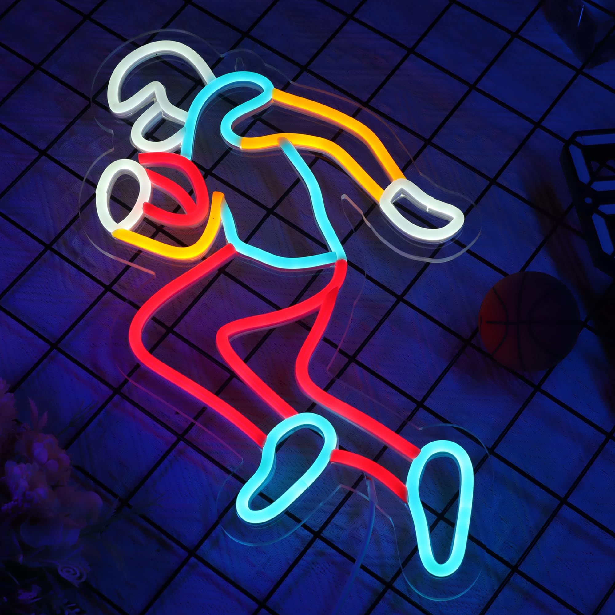 CoolGift Mart Letrero de neón para jugador de fútbol, decoración de pared LED regulable para fanáticos de los deportes, alimentado por USB, ideal para sala de estar, cueva de hombre, universidad,