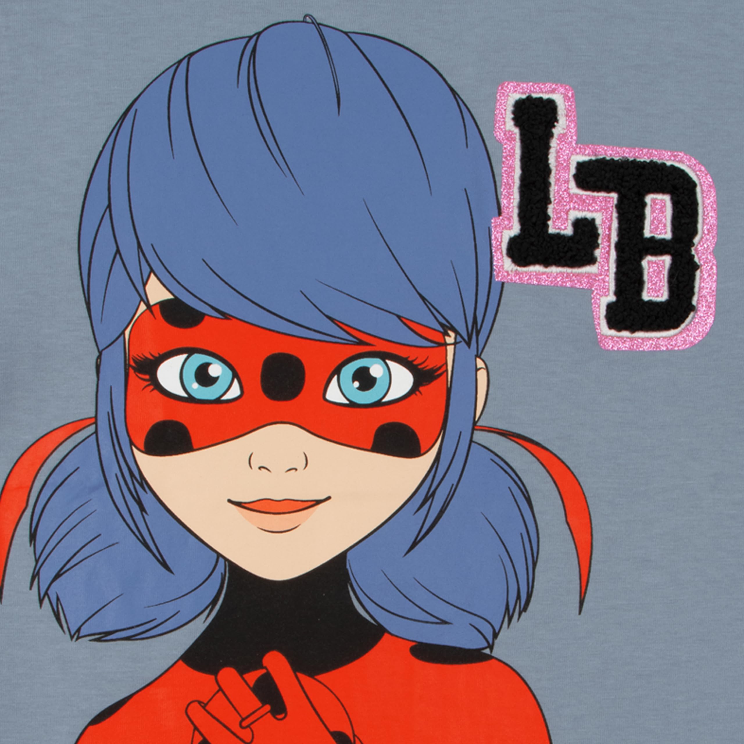 Miraculous Tshirt Mädchen und Shorts Set, sommerliche Outfit für Mädchen mit Ladybug Glitzerdetail