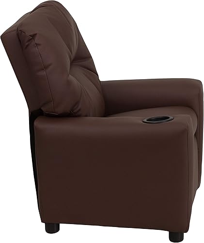 Miniatura 97 de Flash Furniture Chandler LeatherSoft - Silla reclinable para niños con portavasos y reclinable de seguridad, silla reclinable contemporánea para
