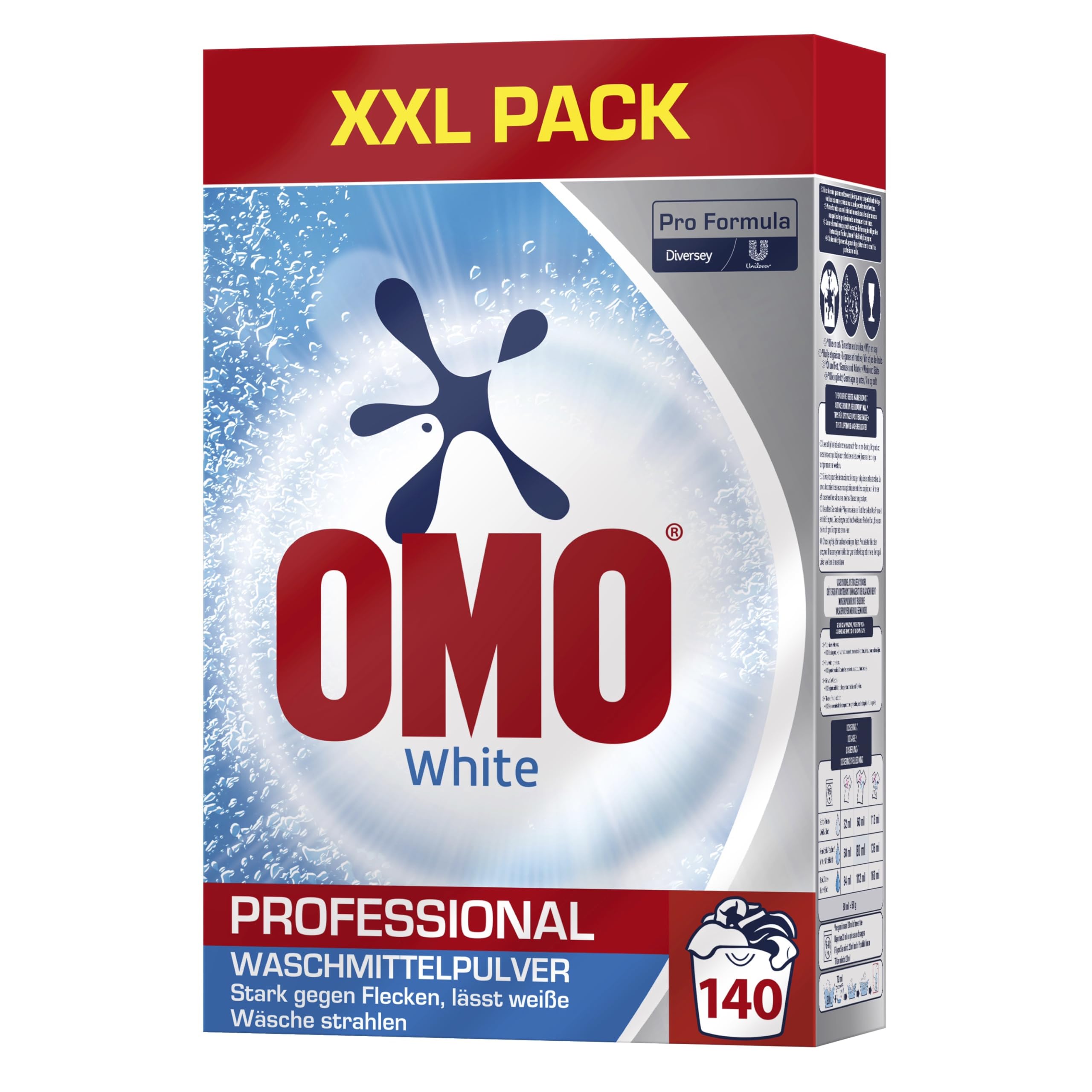 Omo Professional White Detersivo in polvere da 7 kg, per bucato bianco brillante e alta capacità di smacchiatura, per 140 lavaggi